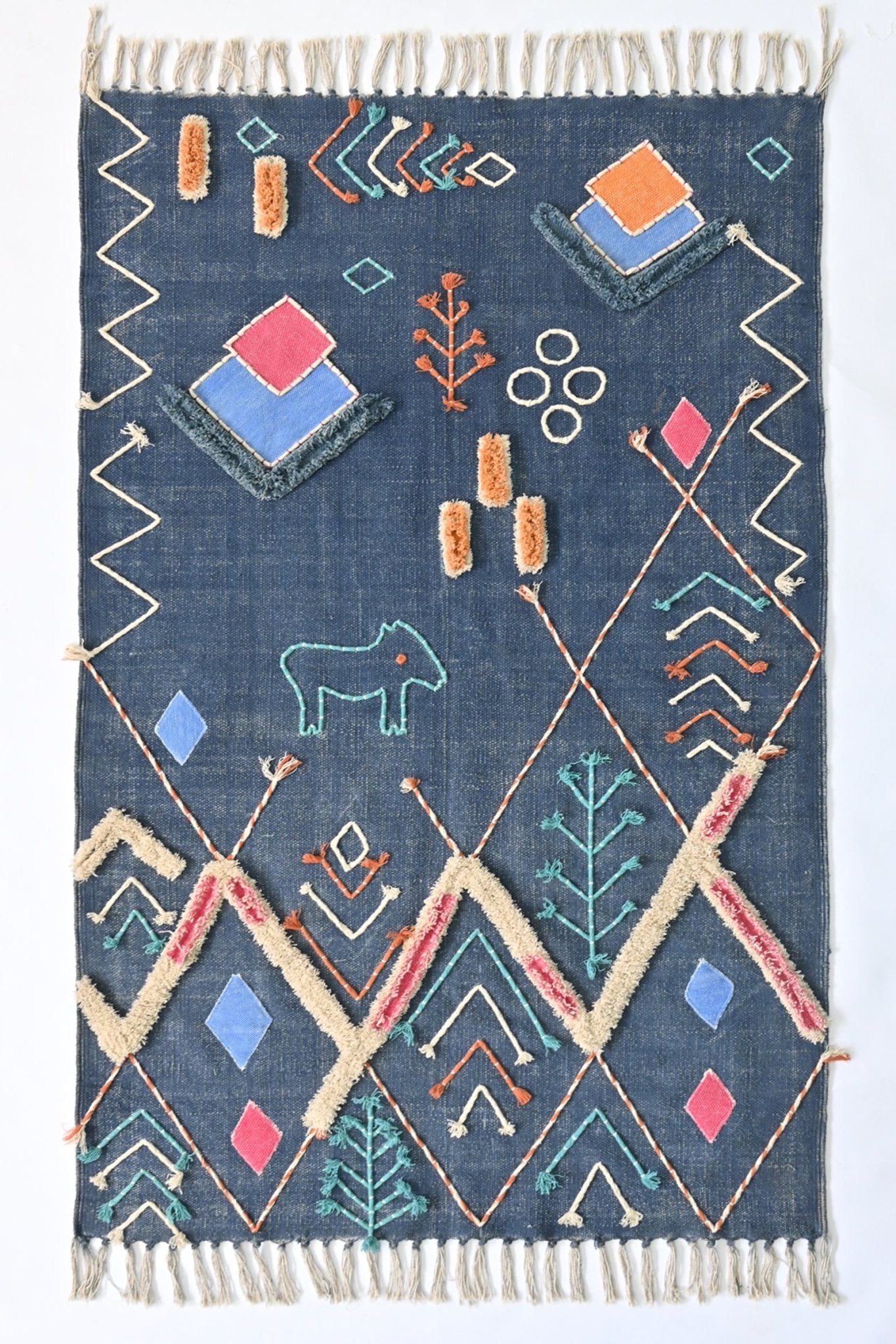 Nicobar hand-embroidered rug detail — Art Avenue Jaipur