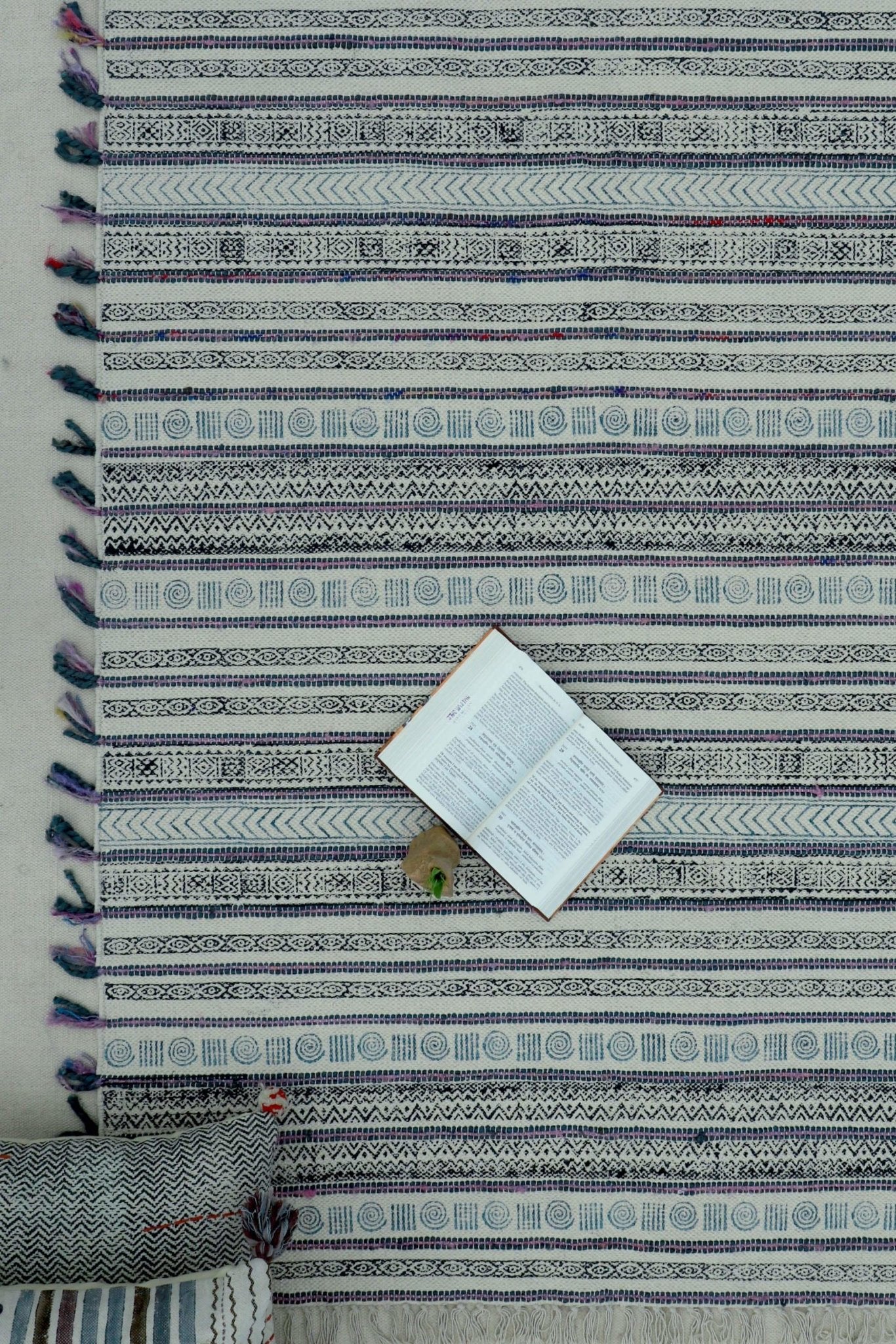Nokha woven rug — black texture — Art Avenue