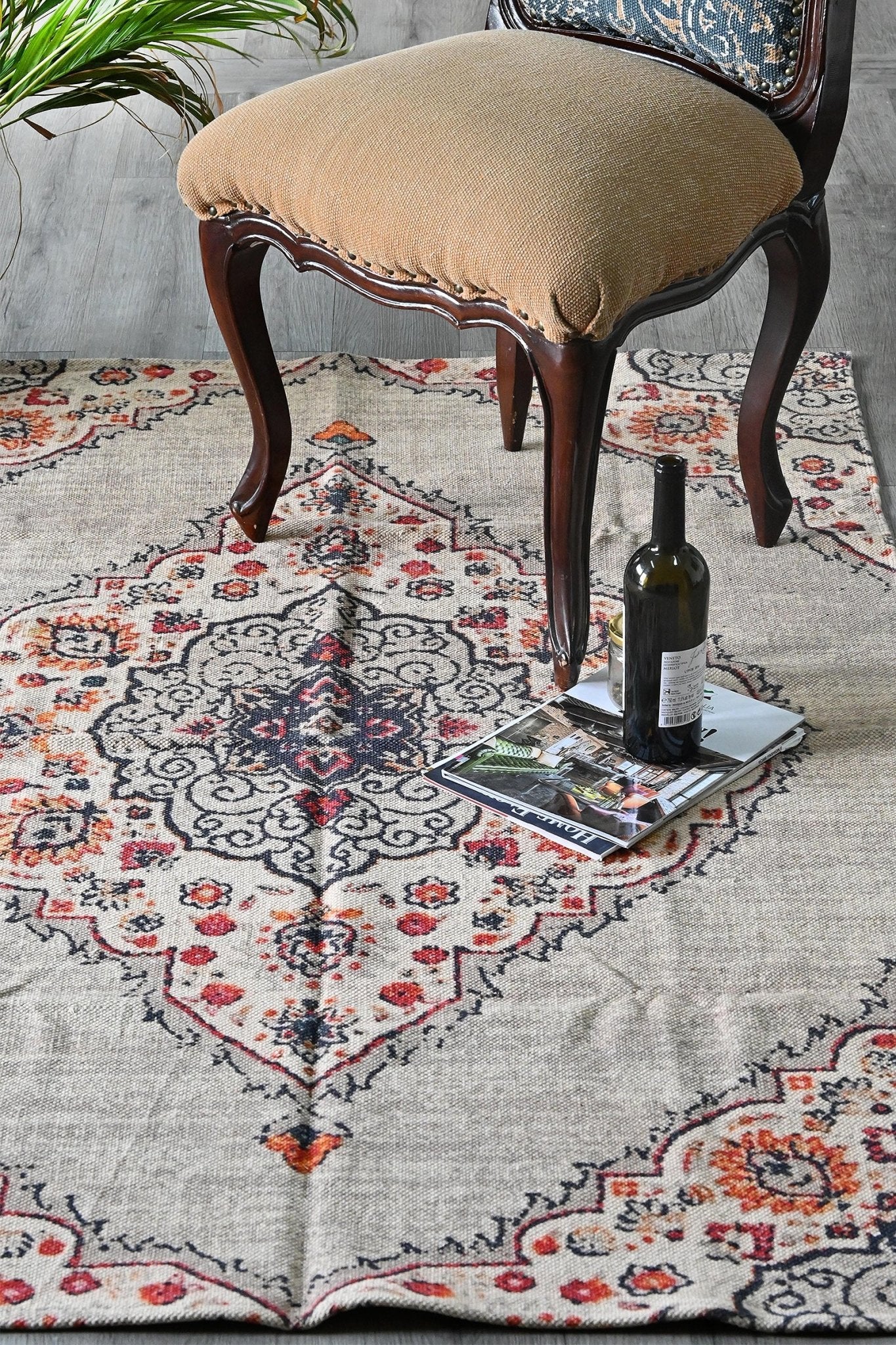 Ophilia block-printed rug — handmade in Jaipur