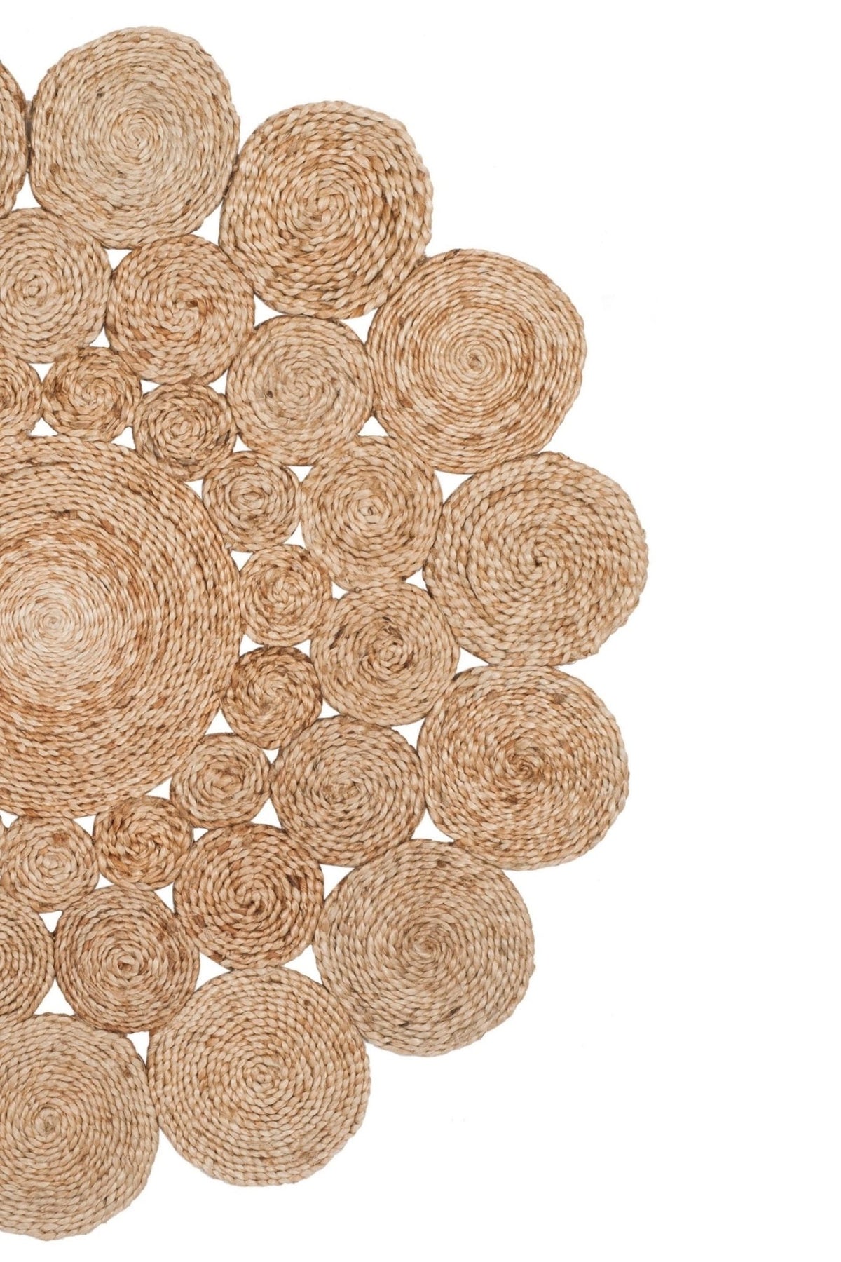 Petunia round jute rug room setting — Art Avenue India