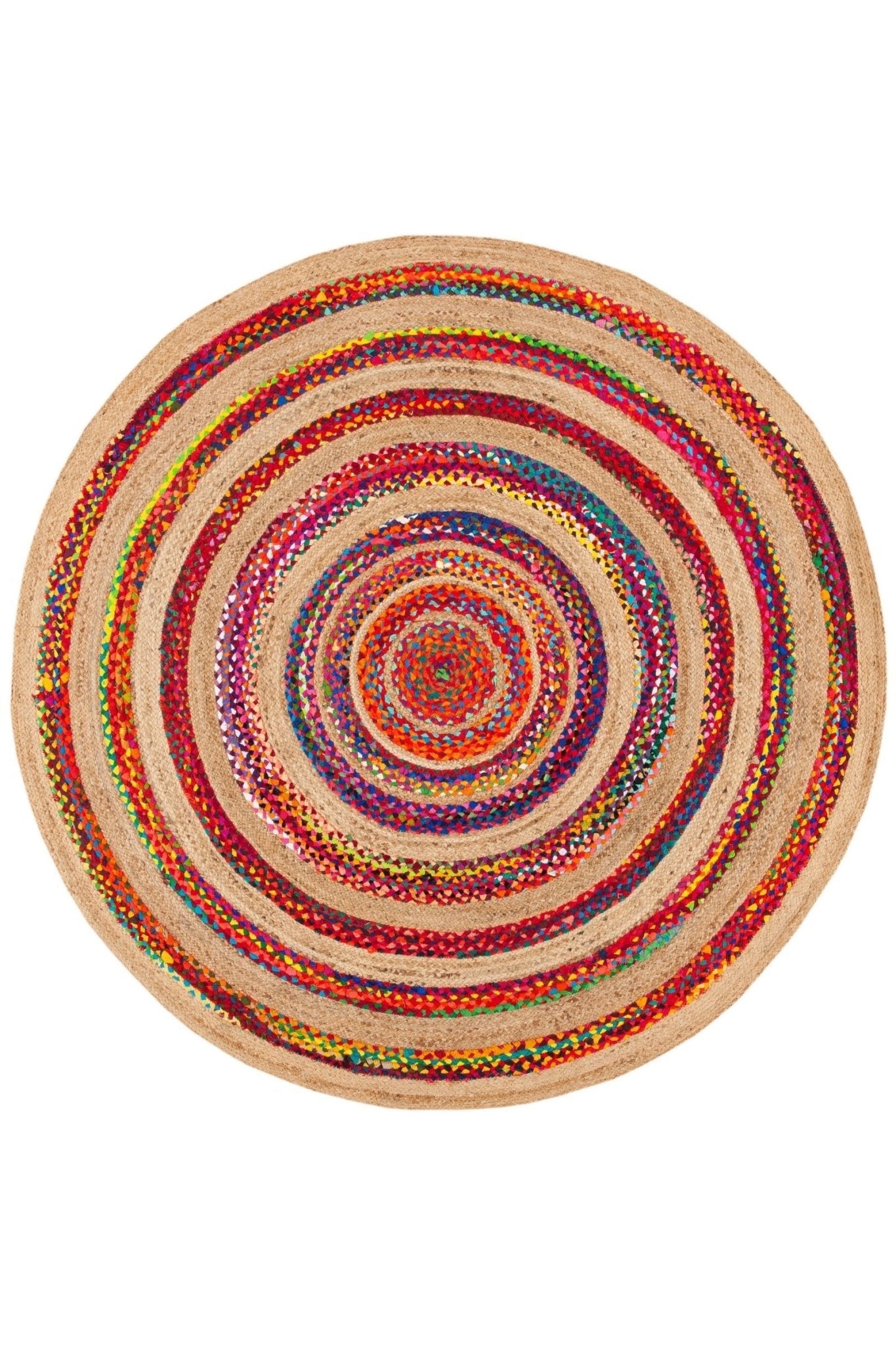 Poppy round braided jute rug — handmade in Jaipur