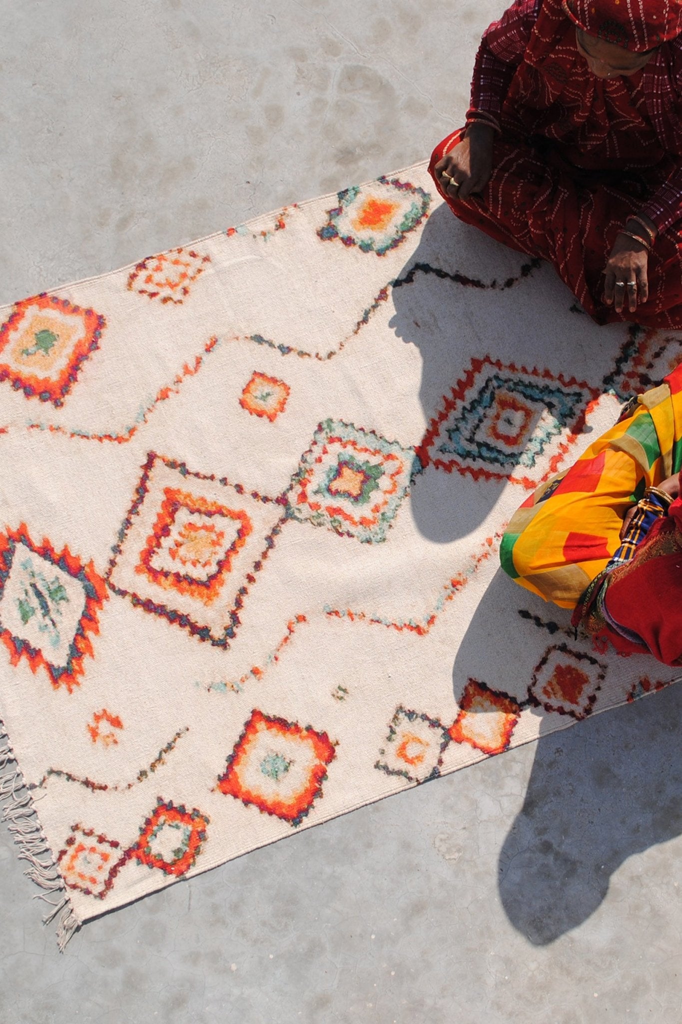 Quercus block-printed rug — handmade in Jaipur