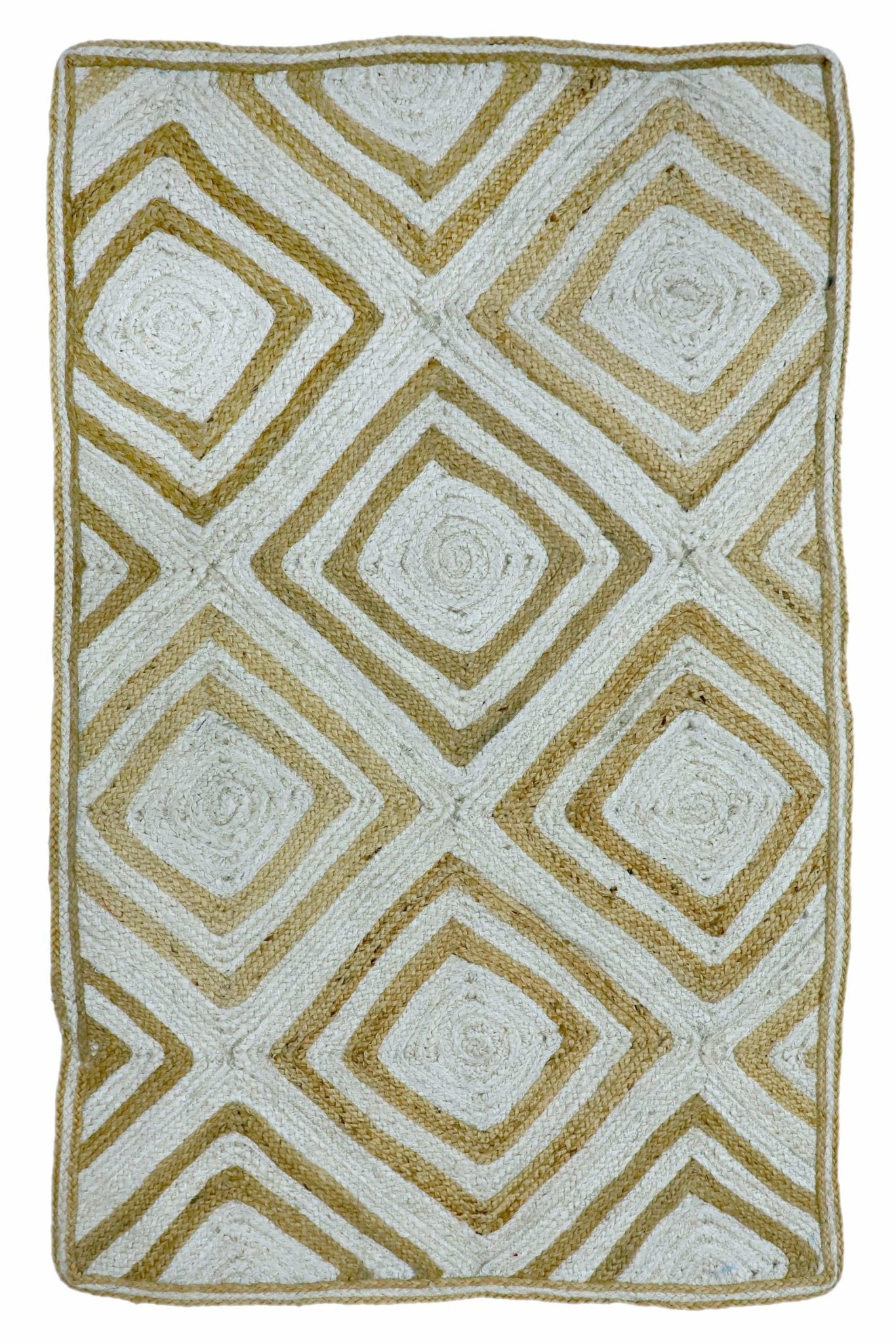 Belgium braided jute rug in beige and white — Art Avenue