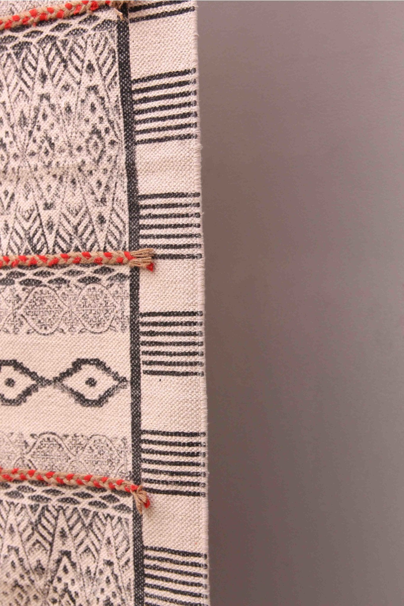 Safari Block-Printed Cotton Dhurrie Rug — overhead view — Art Avenue