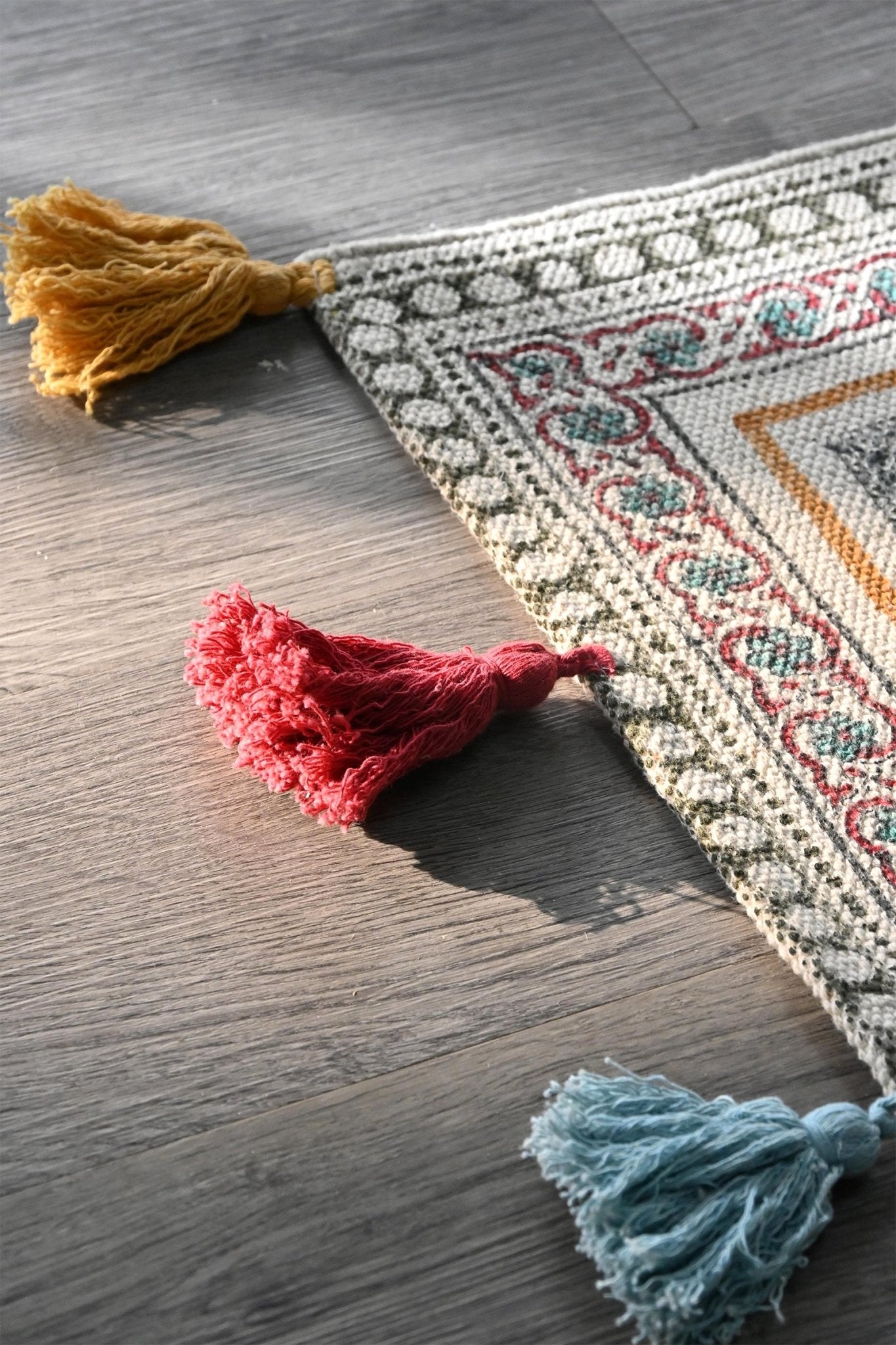 Satiate Block-Printed Cotton Dhurrie Rug — multiple sizes — Art Avenue