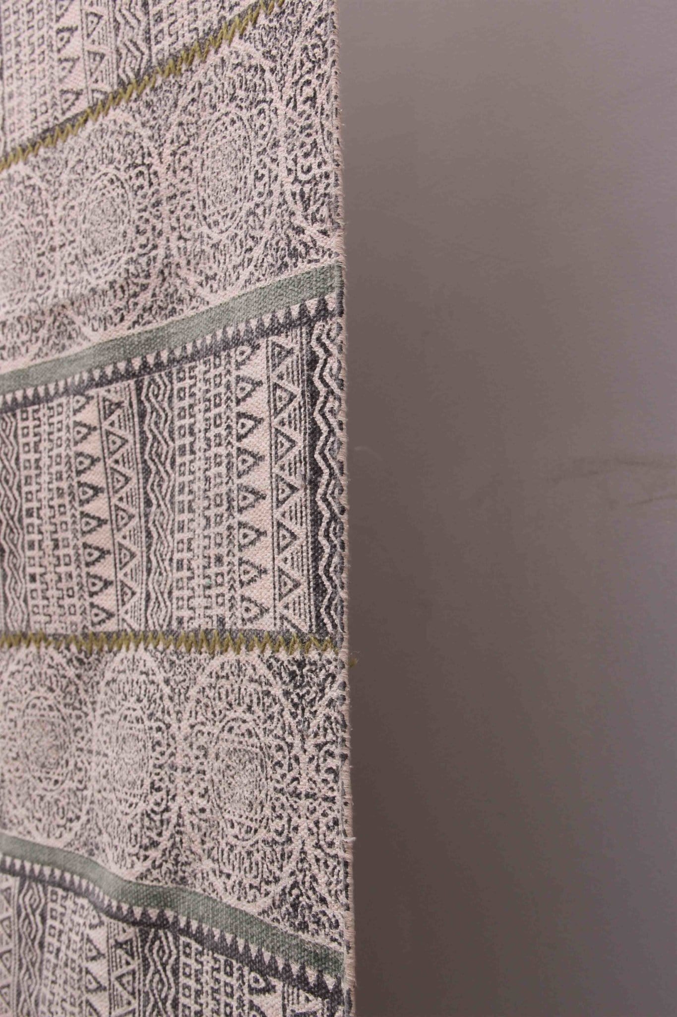 Sensation Block-Printed Cotton Dhurrie Rug in Black — Art Avenue