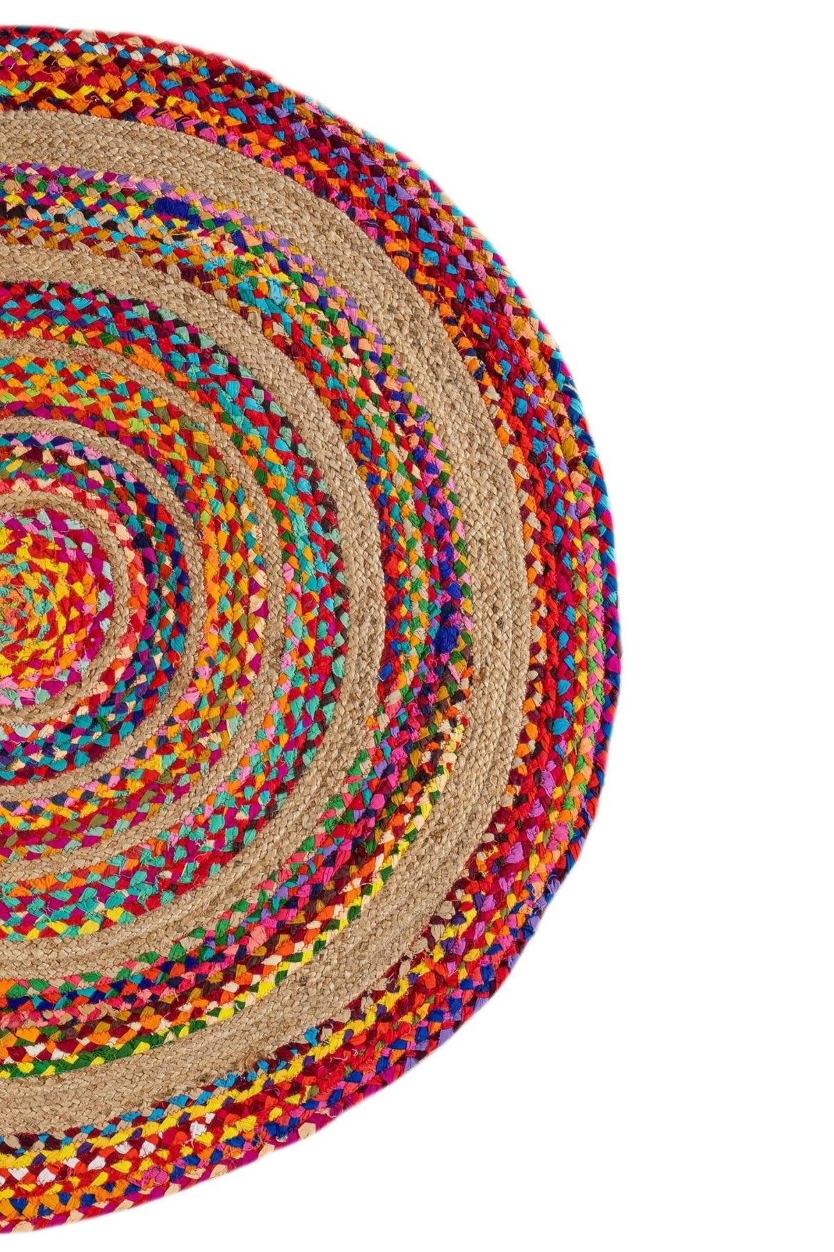 Vienna round jute rug room setting — Art Avenue India