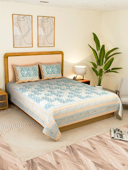 DOZORA COTTON PRINTED DOUBLE BEDSHEET WITH PILLOW