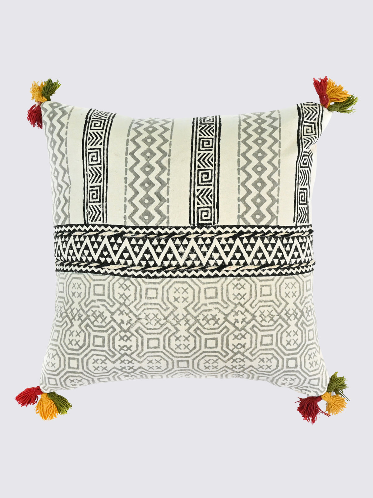 Zyra Block-Printed Square Cushion Cover