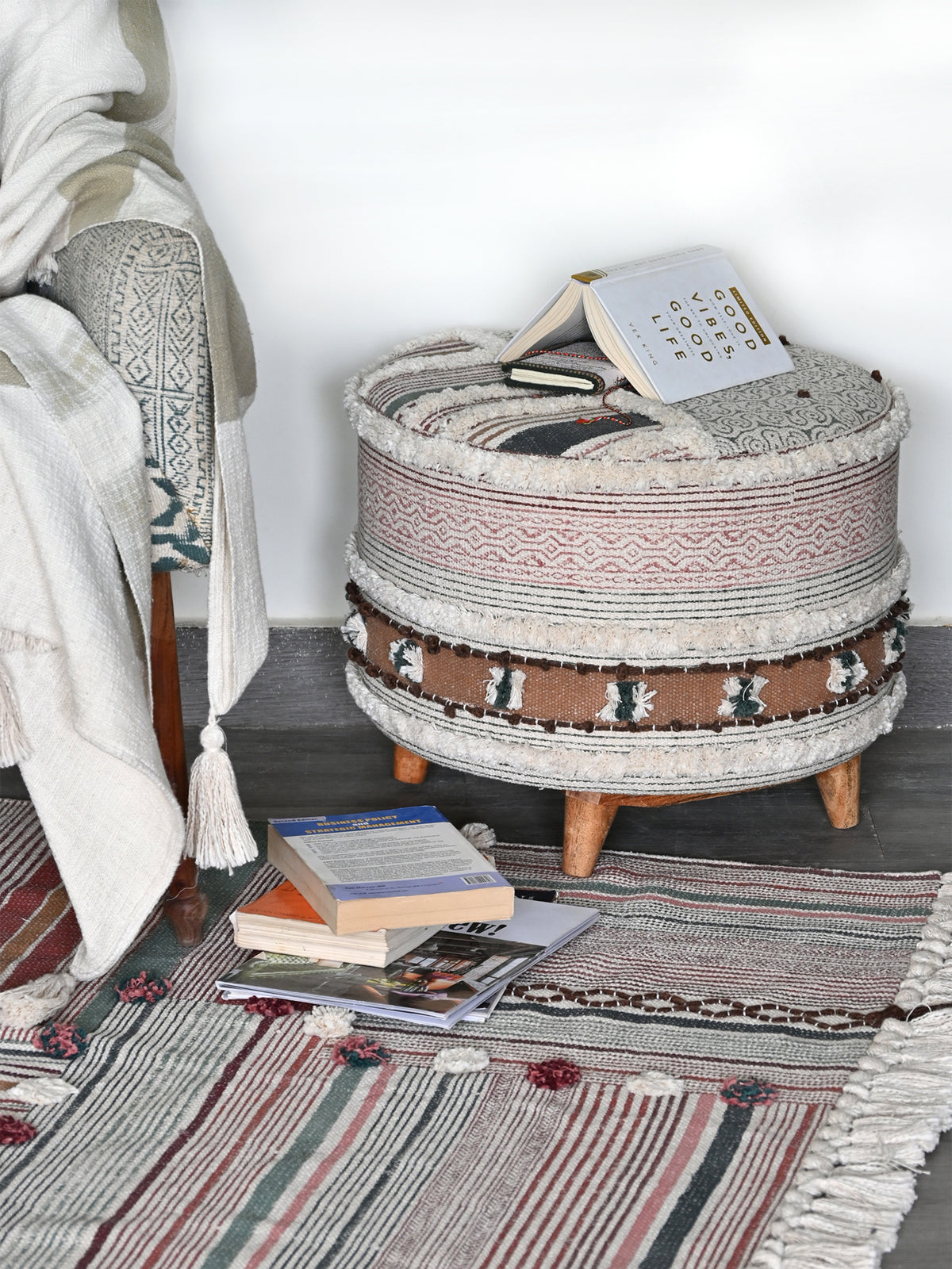 Close-up of kilim upholstery and geometric pattern — Art Avenue
