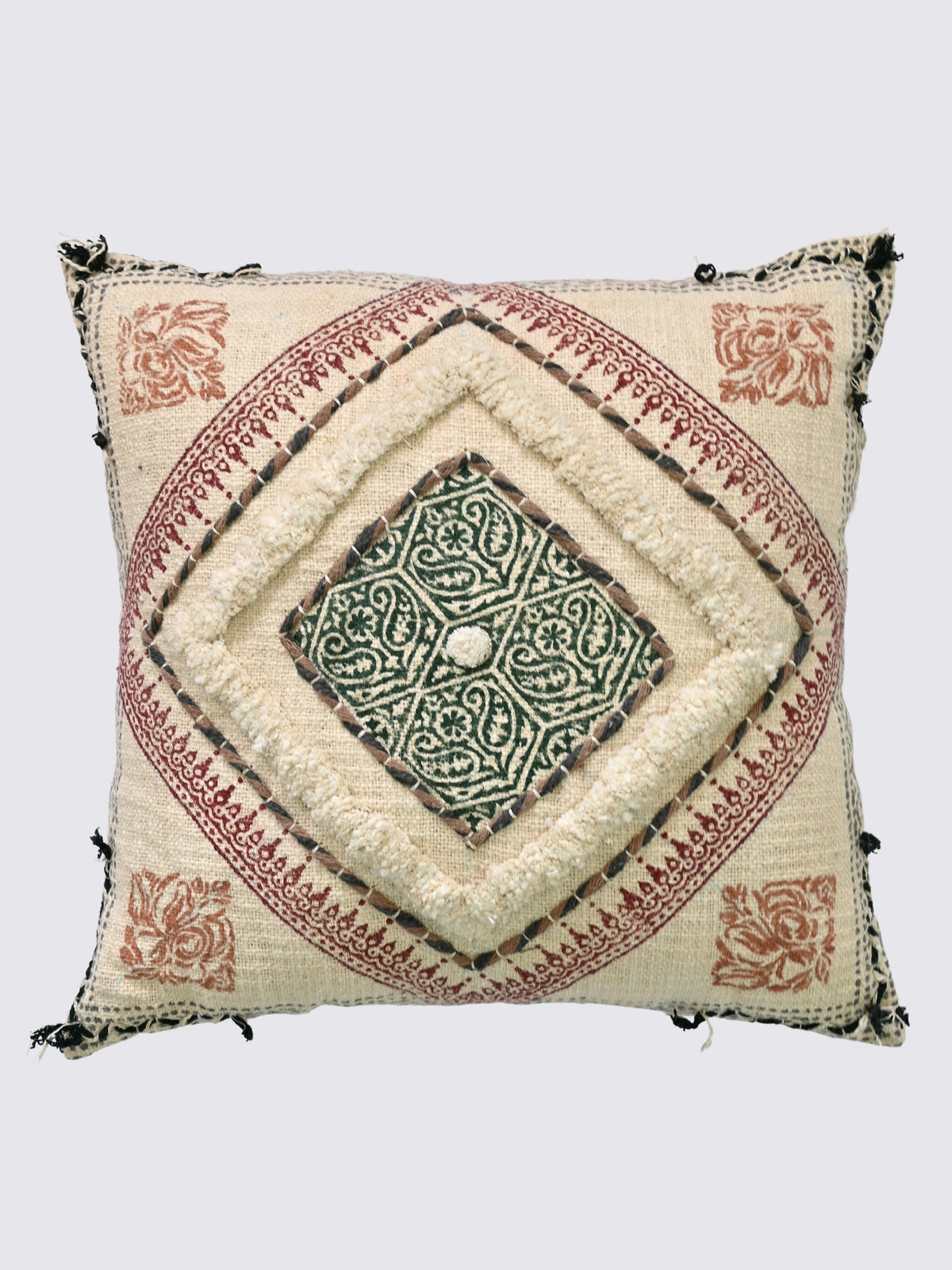 Ruvaya Block-Printed Square Cushion Cover
