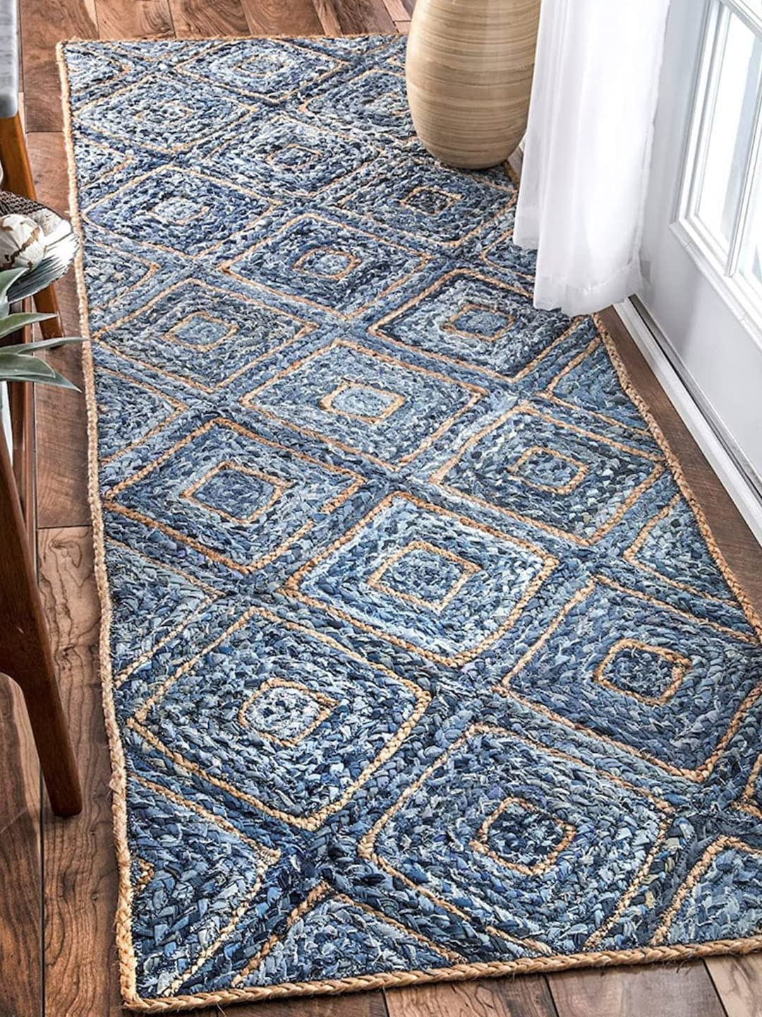 Arctic braided jute denim rug room setting — Art Avenue