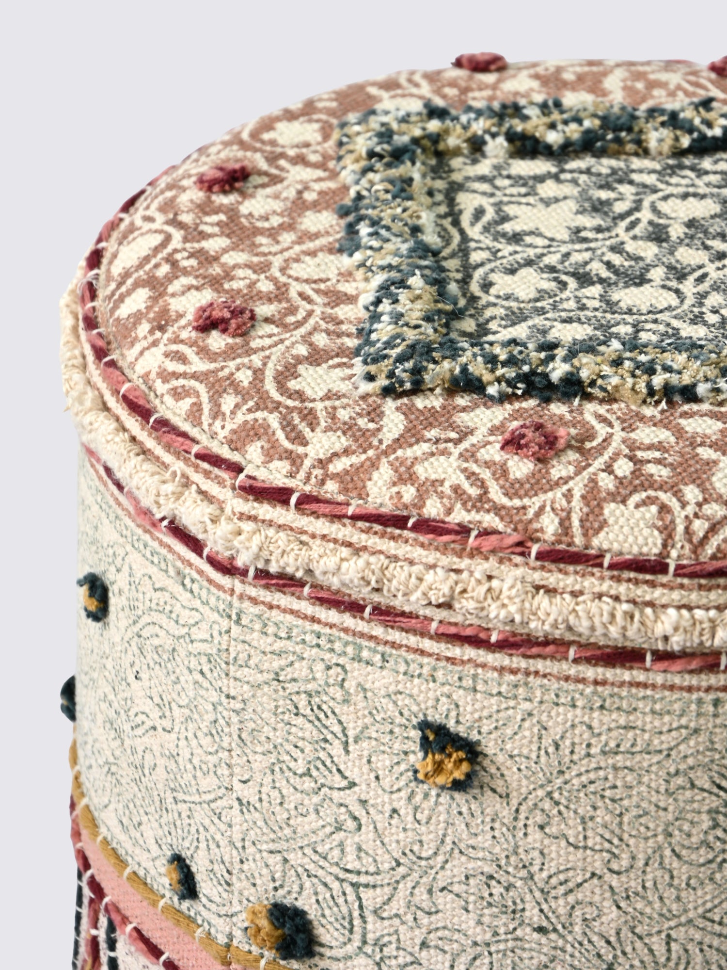 Handcrafted kilim cylindrical ottoman — Art Avenue
