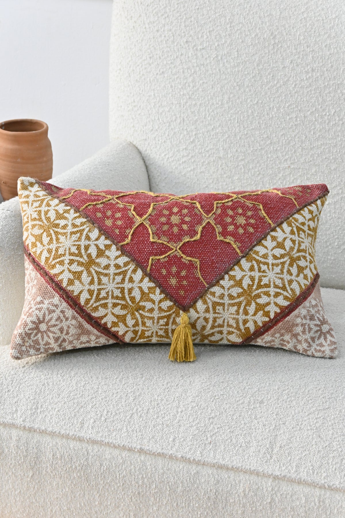 Solana Block-Printed Lumbar Cushion Cover
