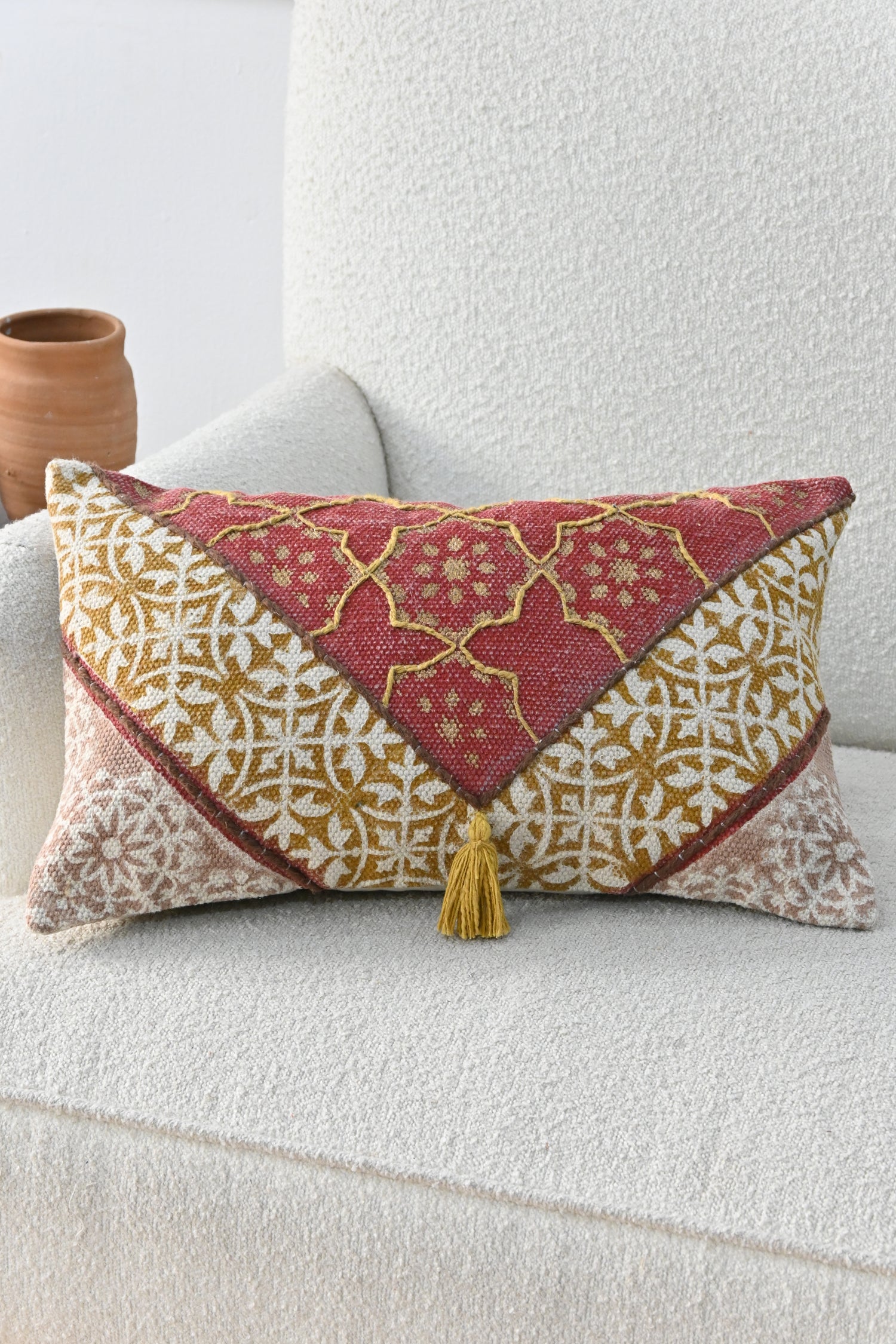 Solana Block-Printed Lumbar Cushion Cover