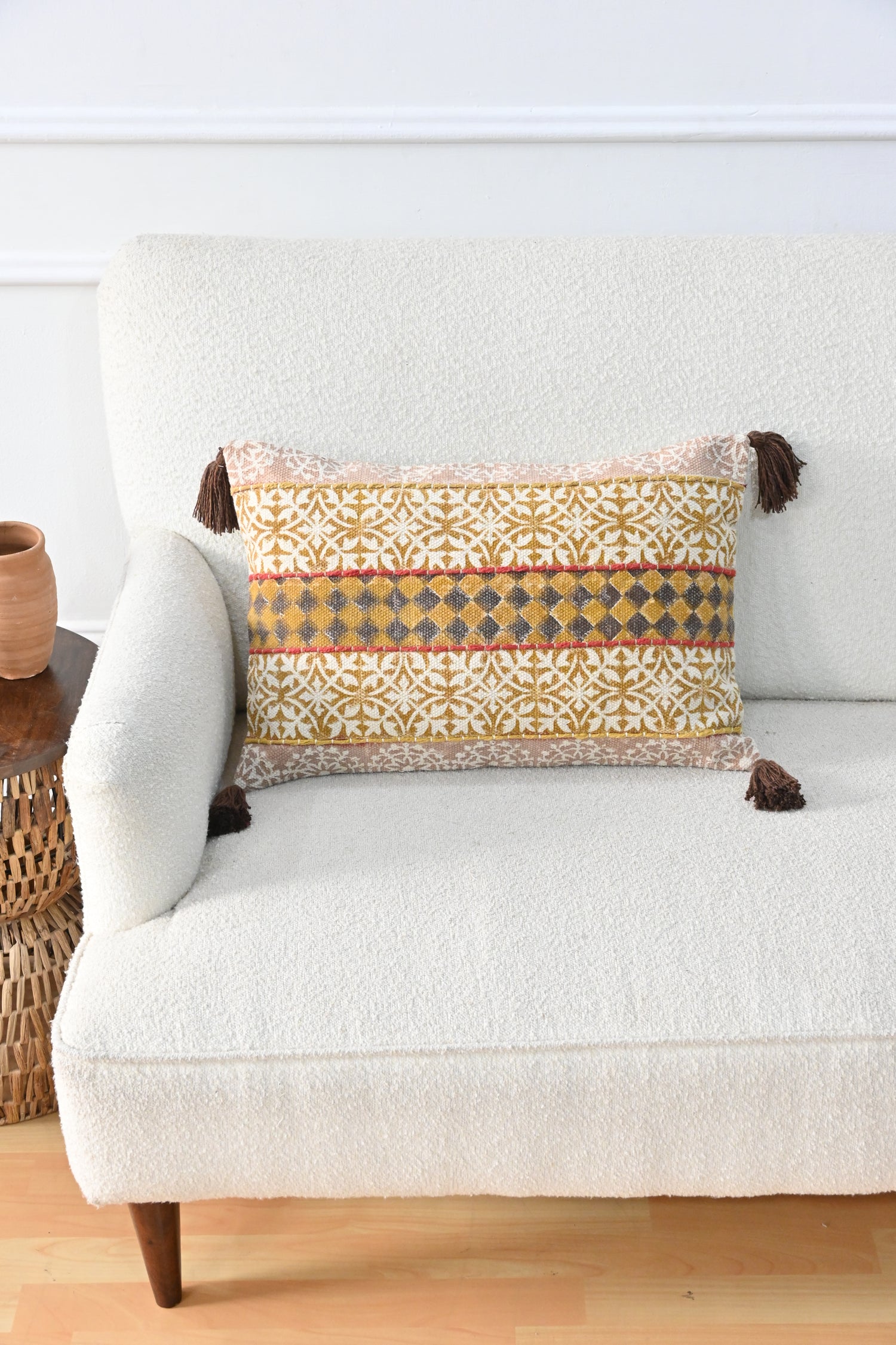 Sunflare Block-Printed Lumbar Cushion Cover