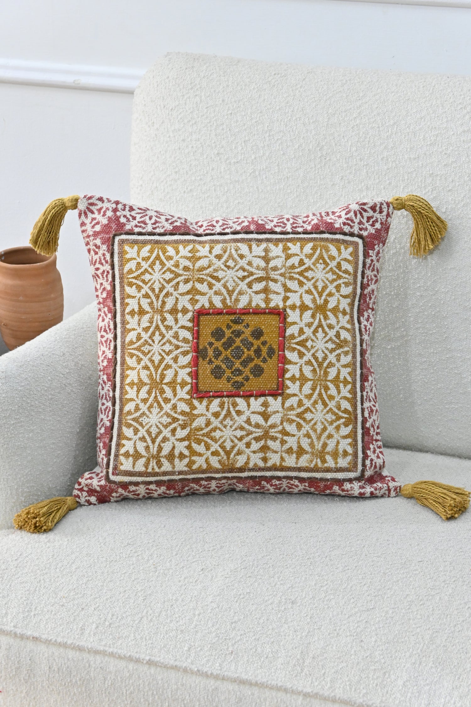 Emberly Block-Printed Square Cushion Cover