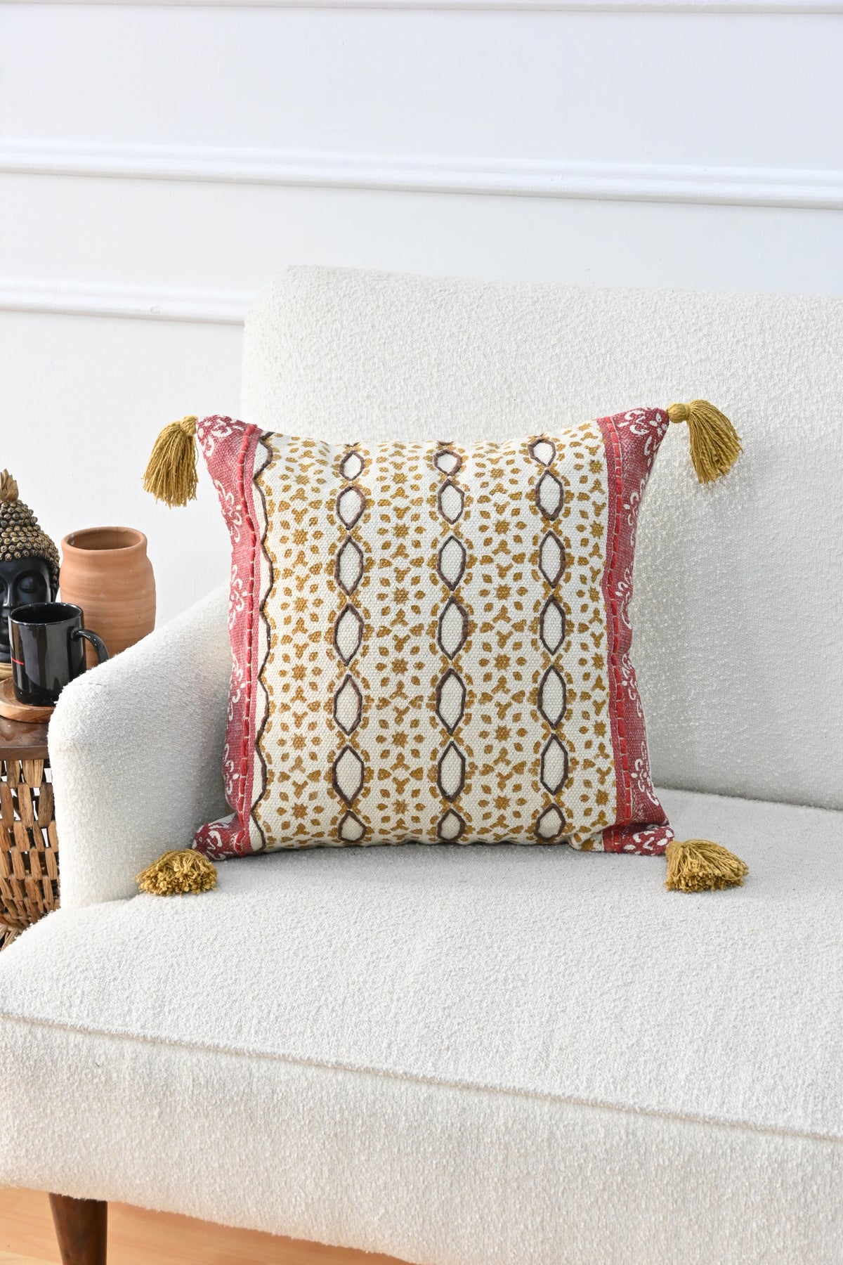 Ravelle Block-Printed Square Cushion Cover
