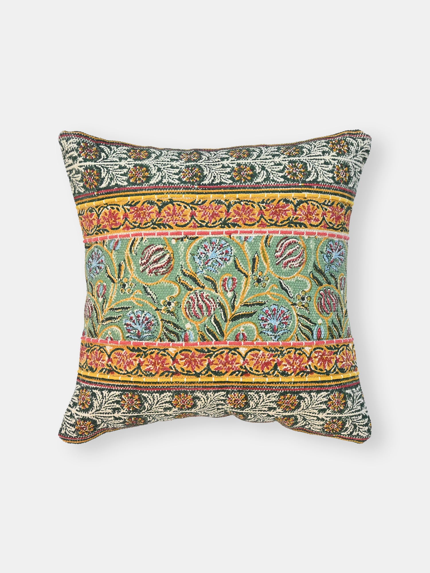 Mogra Block-Printed Square Cushion Cover