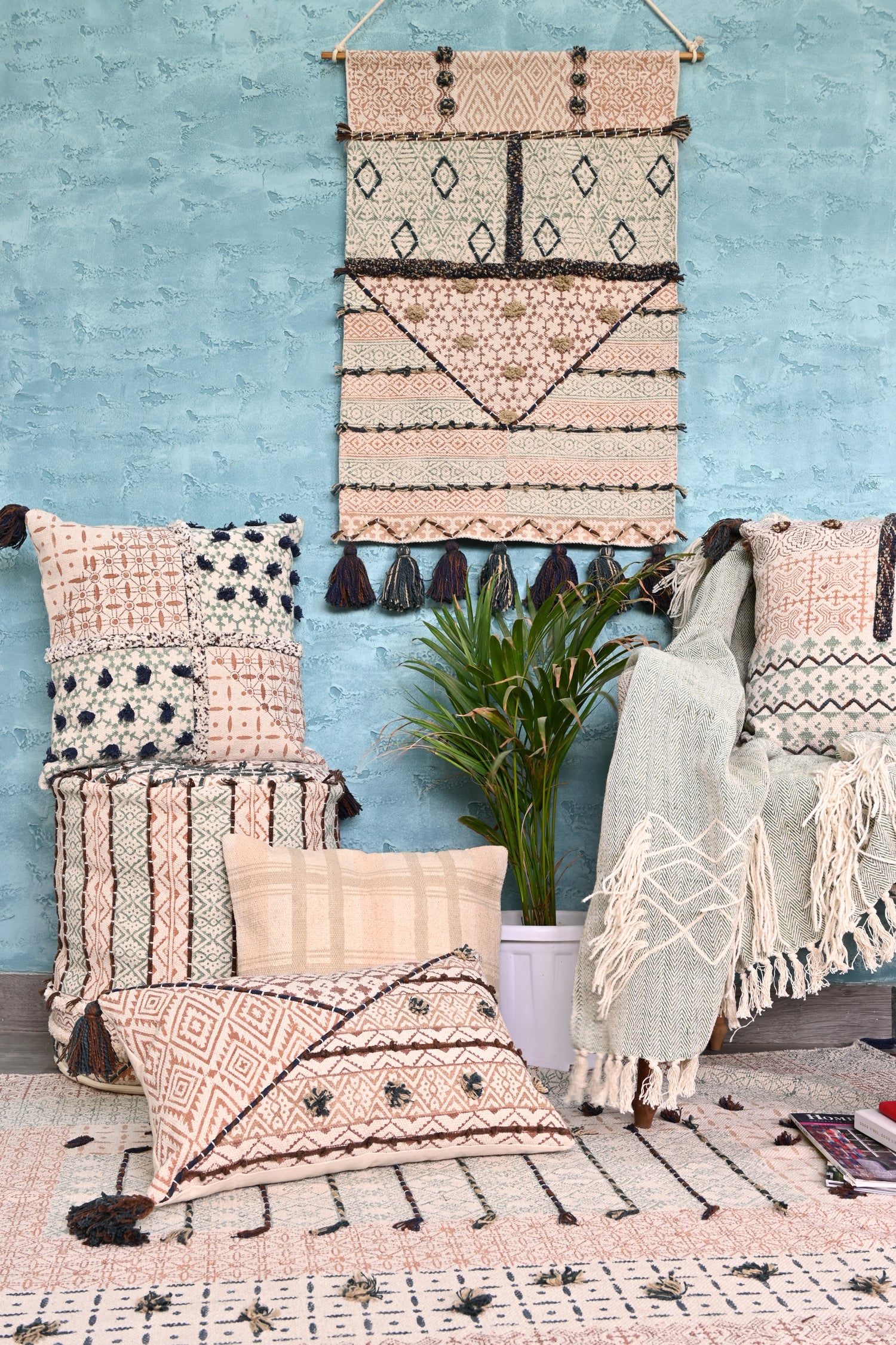 Aarna Block-Printed Lumbar Cushion Cover
