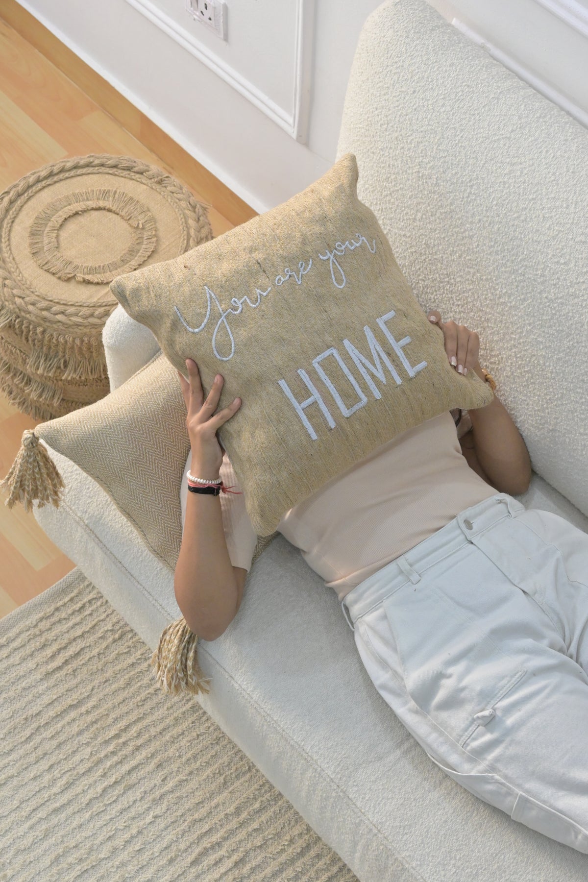 Home Handwoven Square Cushion Cover