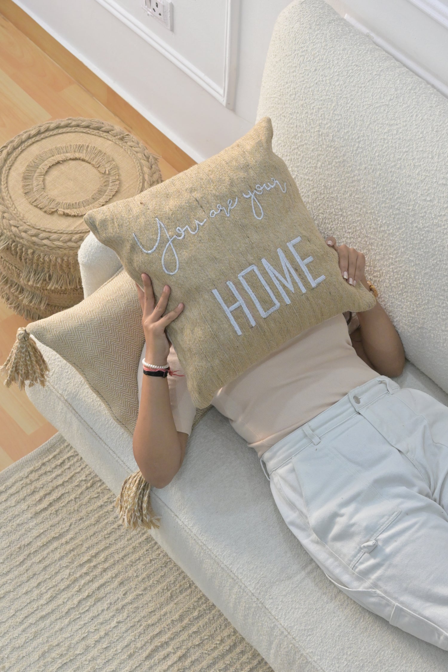 Home Handwoven Square Cushion Cover