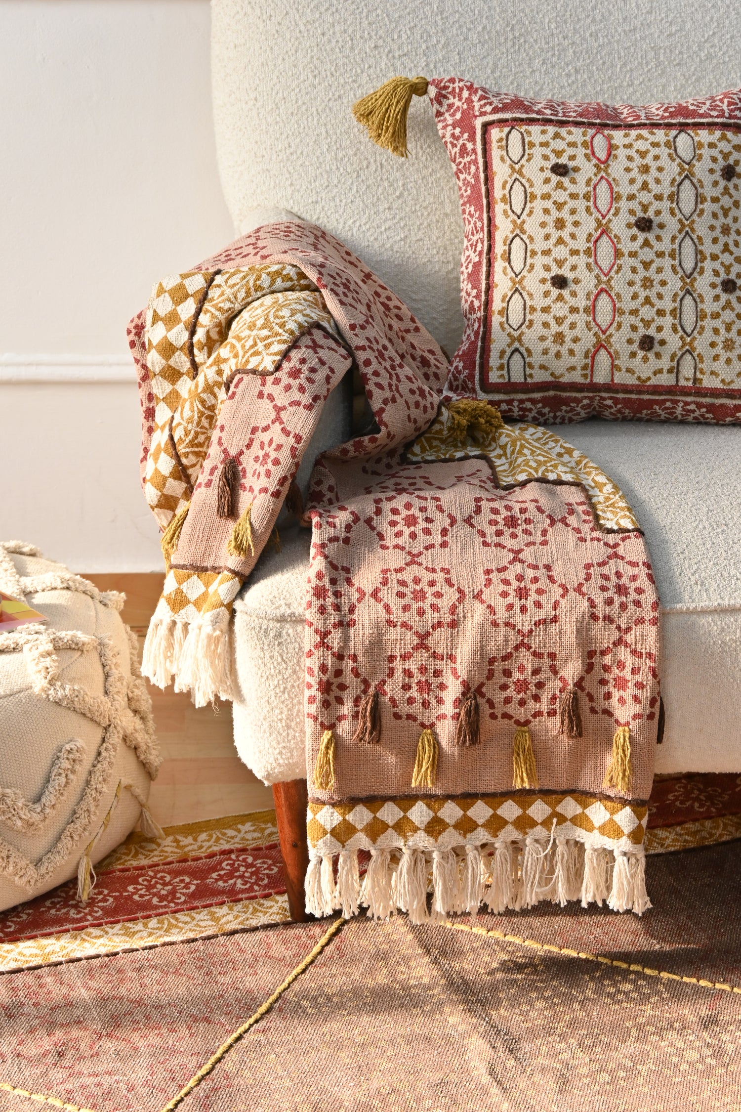 Marigold Block-Printed Square Cushion Cover