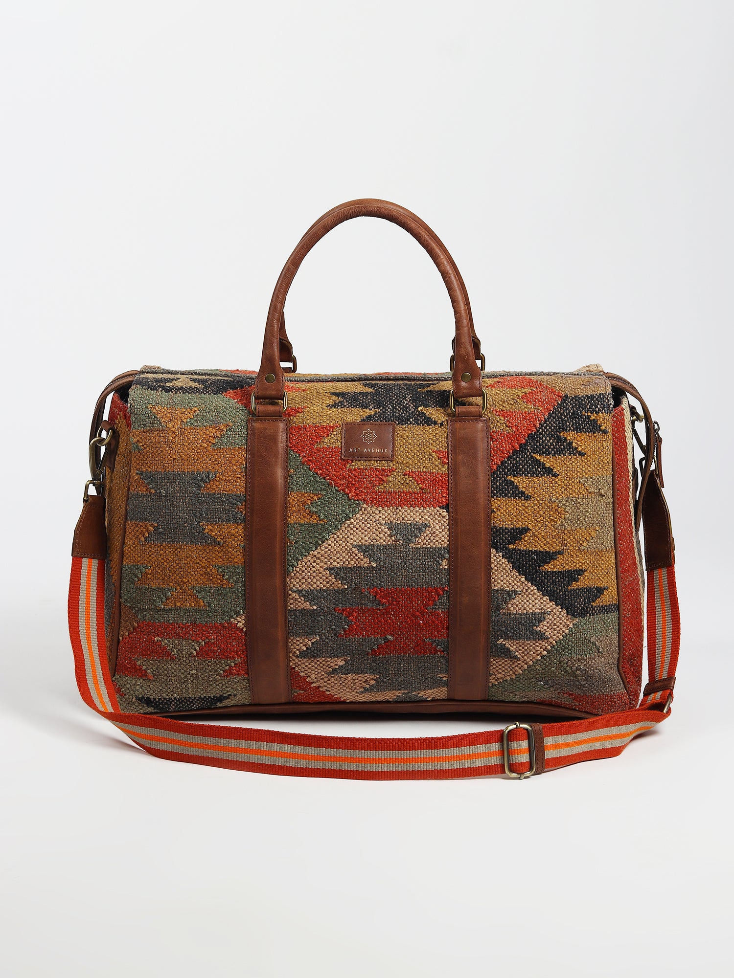 Sharant kilim and leather duffle bag, alternate view — Art Avenue