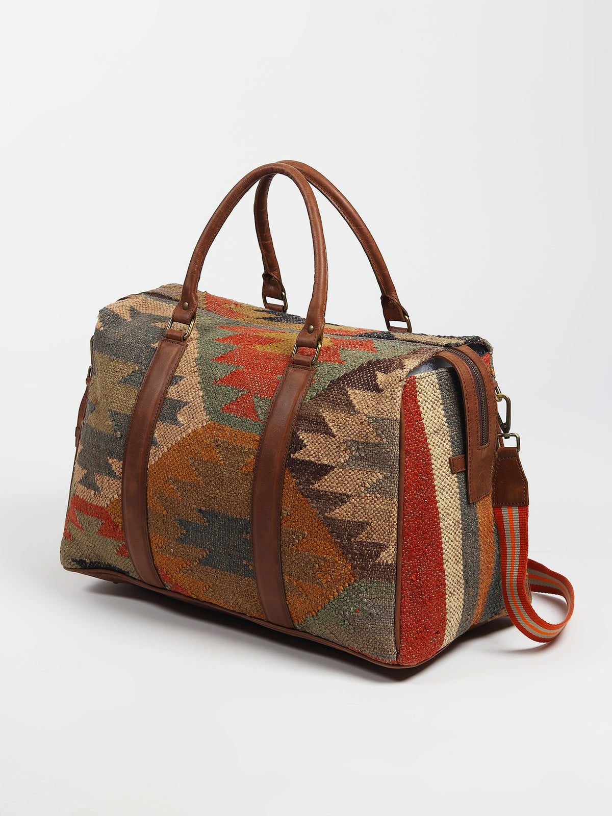 Sharant kilim duffle bag hardware detail — Art Avenue