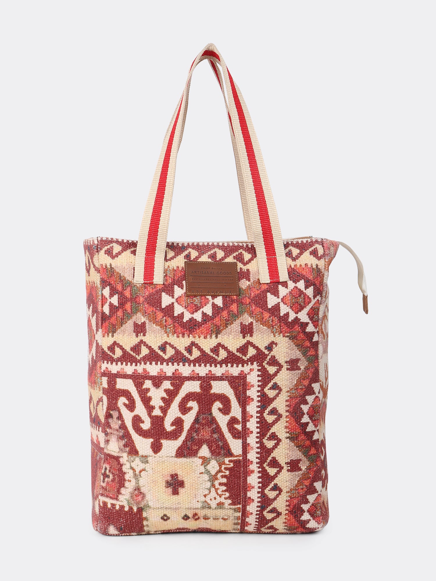 Coutivana block-printed tote bag, side view — Art Avenue