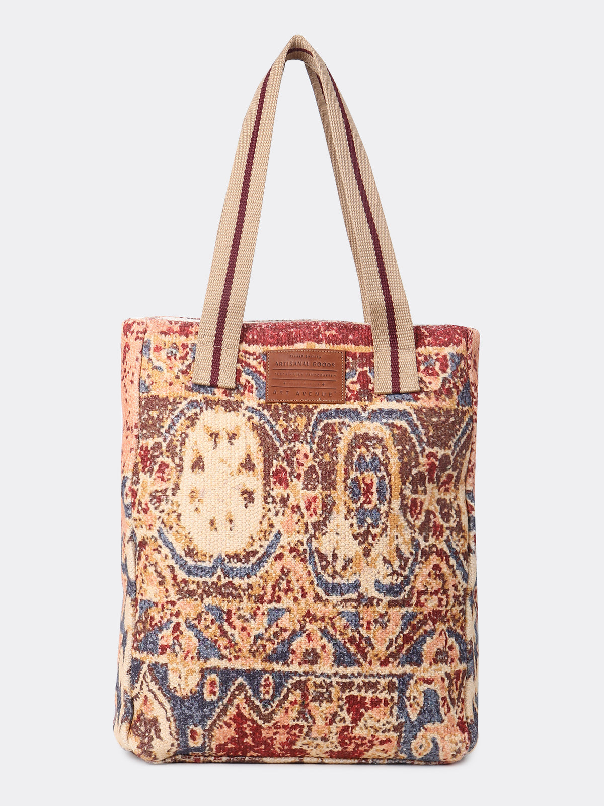 Vintessa block-printed tote bag, side view — Art Avenue