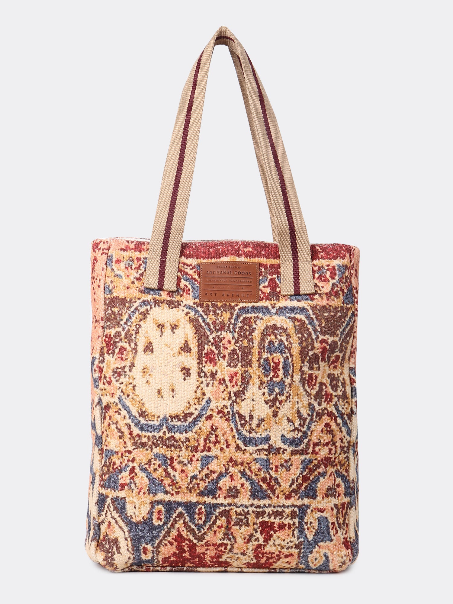 Vintessa block-printed tote bag, side view — Art Avenue