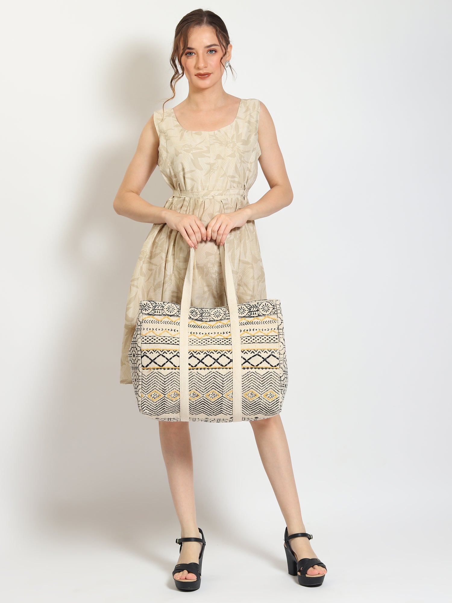 Banias block-printed tote bag interior — Art Avenue