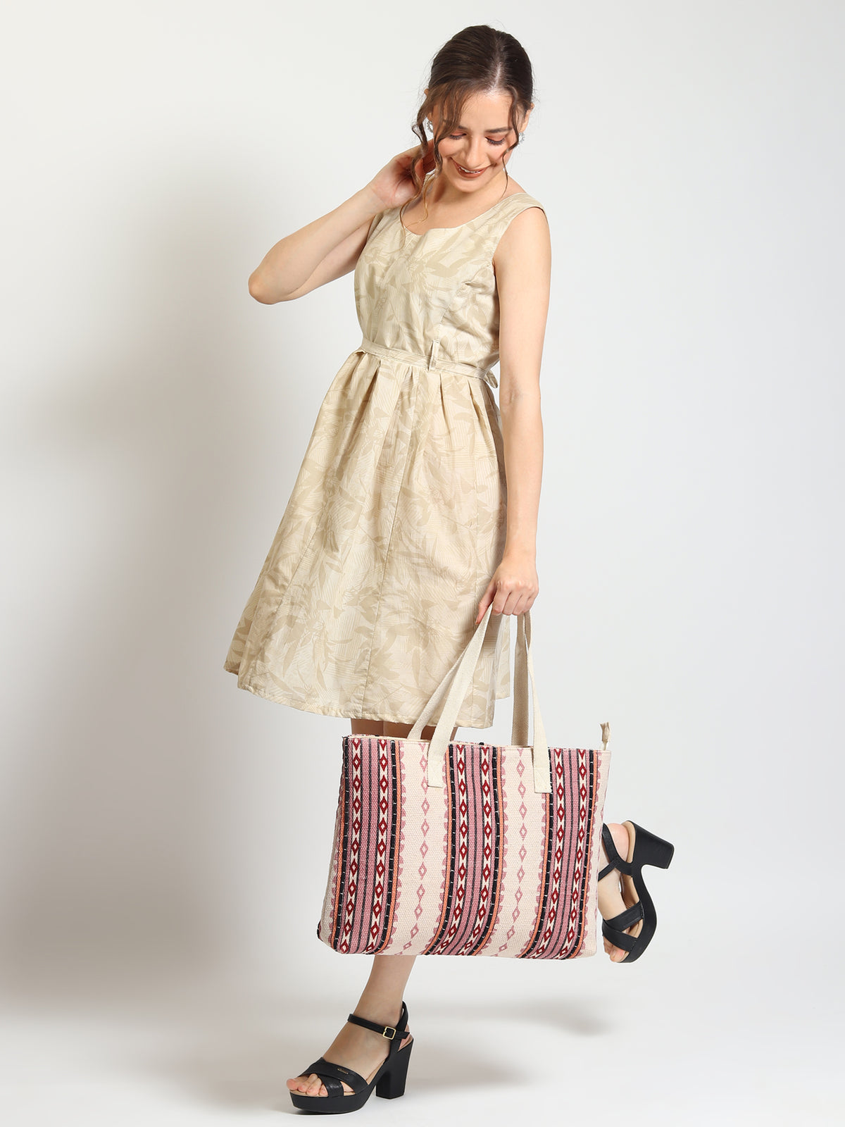Greek block-printed tote bag interior — Art Avenue
