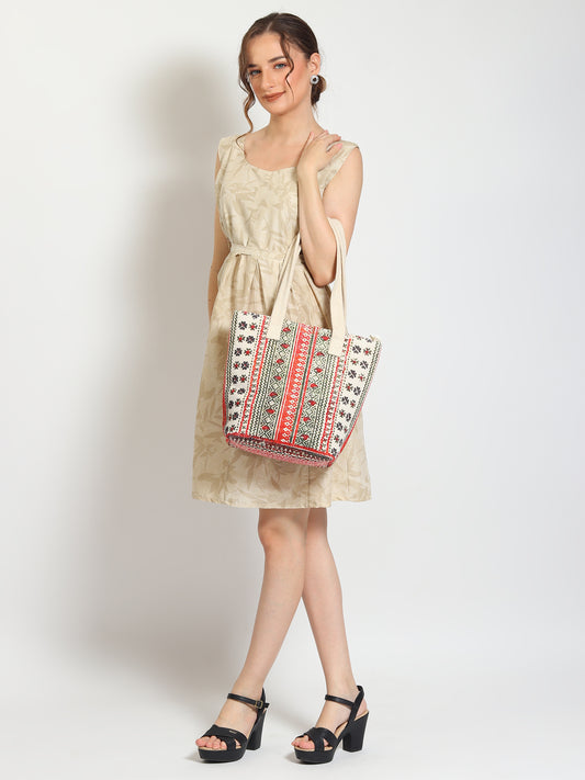 Beckon block-printed cotton tote bag — Art Avenue