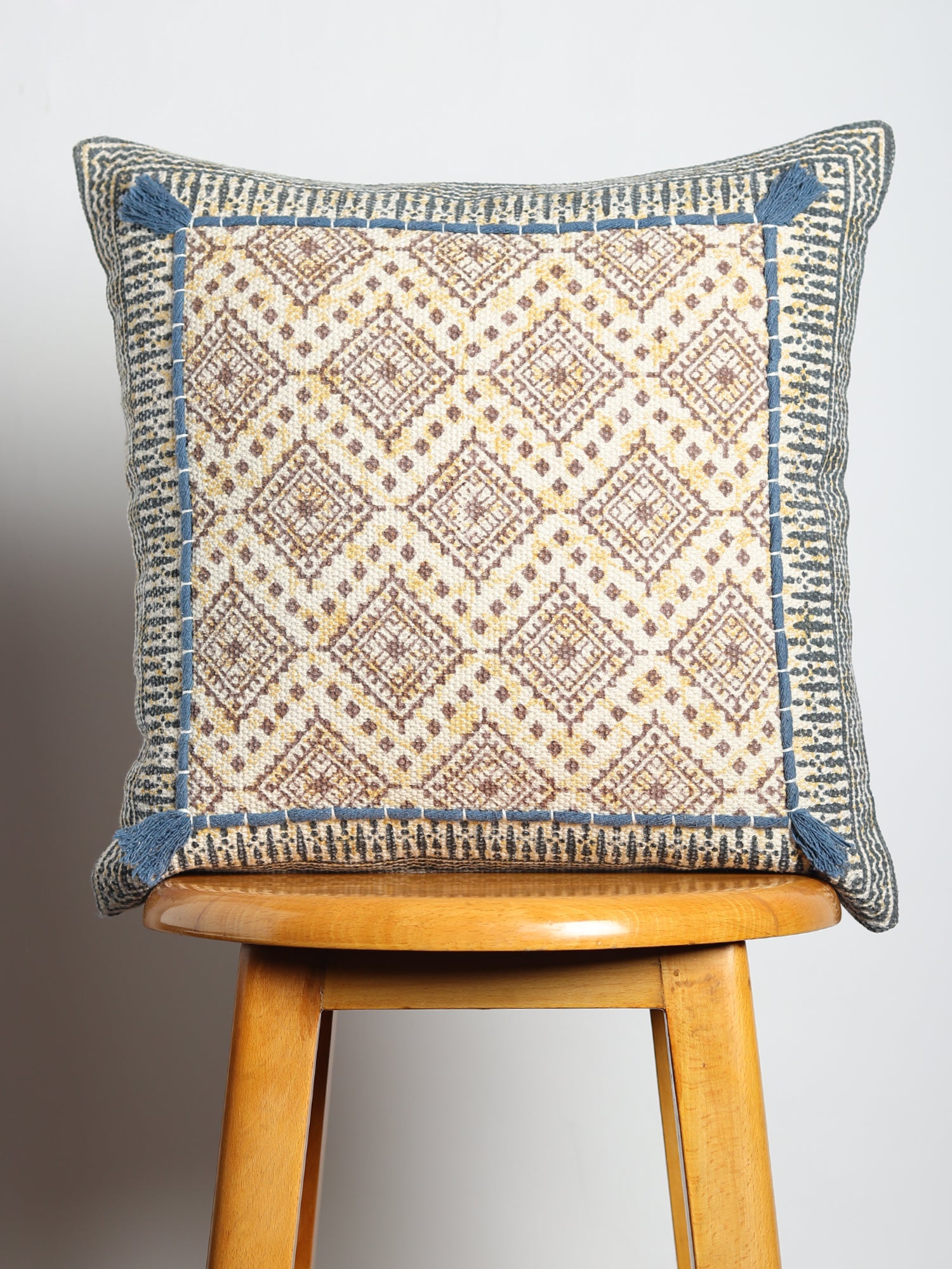 Gazbia Block-Printed Square Cushion Cover