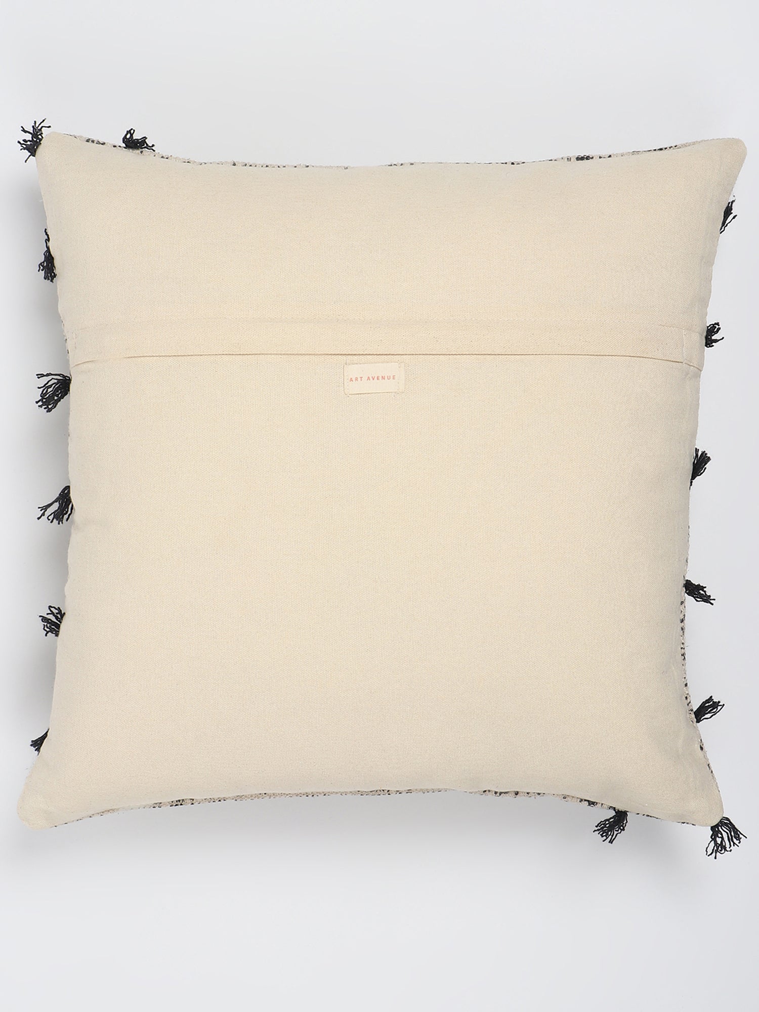 Charcoal Whimsical Block-Printed Square Cushion Cover