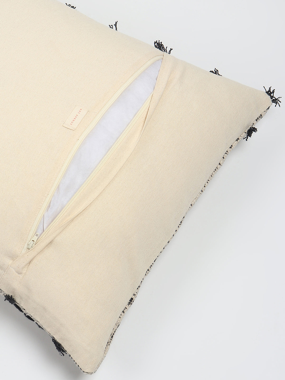 Charcoal Whimsical Block-Printed Square Cushion Cover
