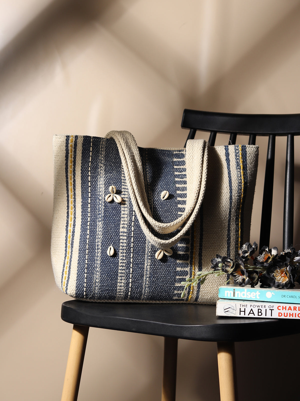 Keem block-printed tote bag interior — Art Avenue