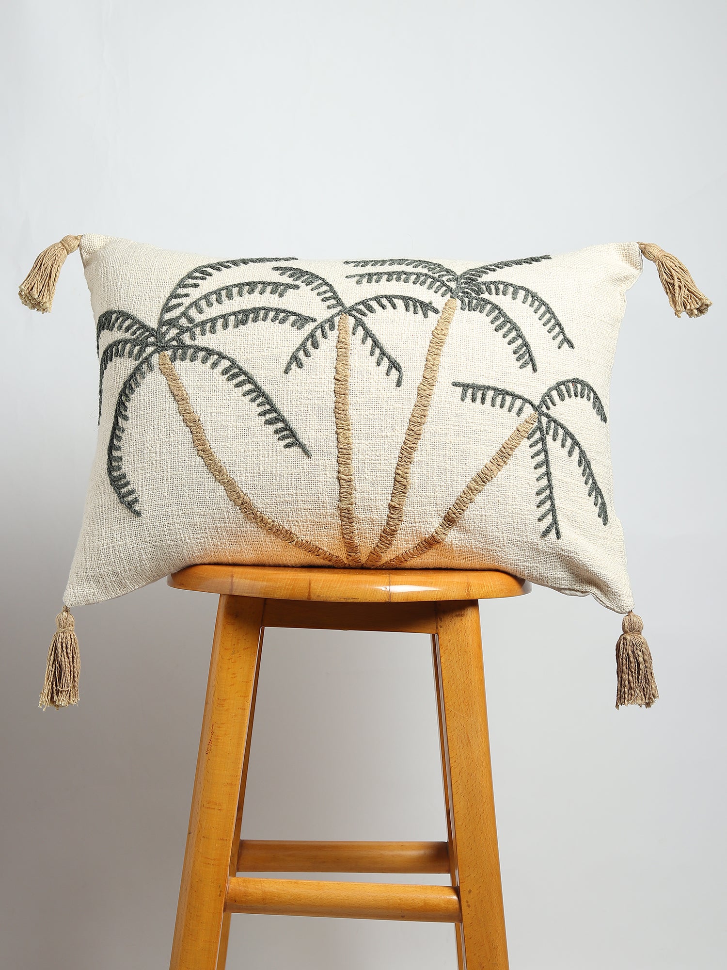 Amulius Tree Hand-Embroidered Lumbar Cushion Cover