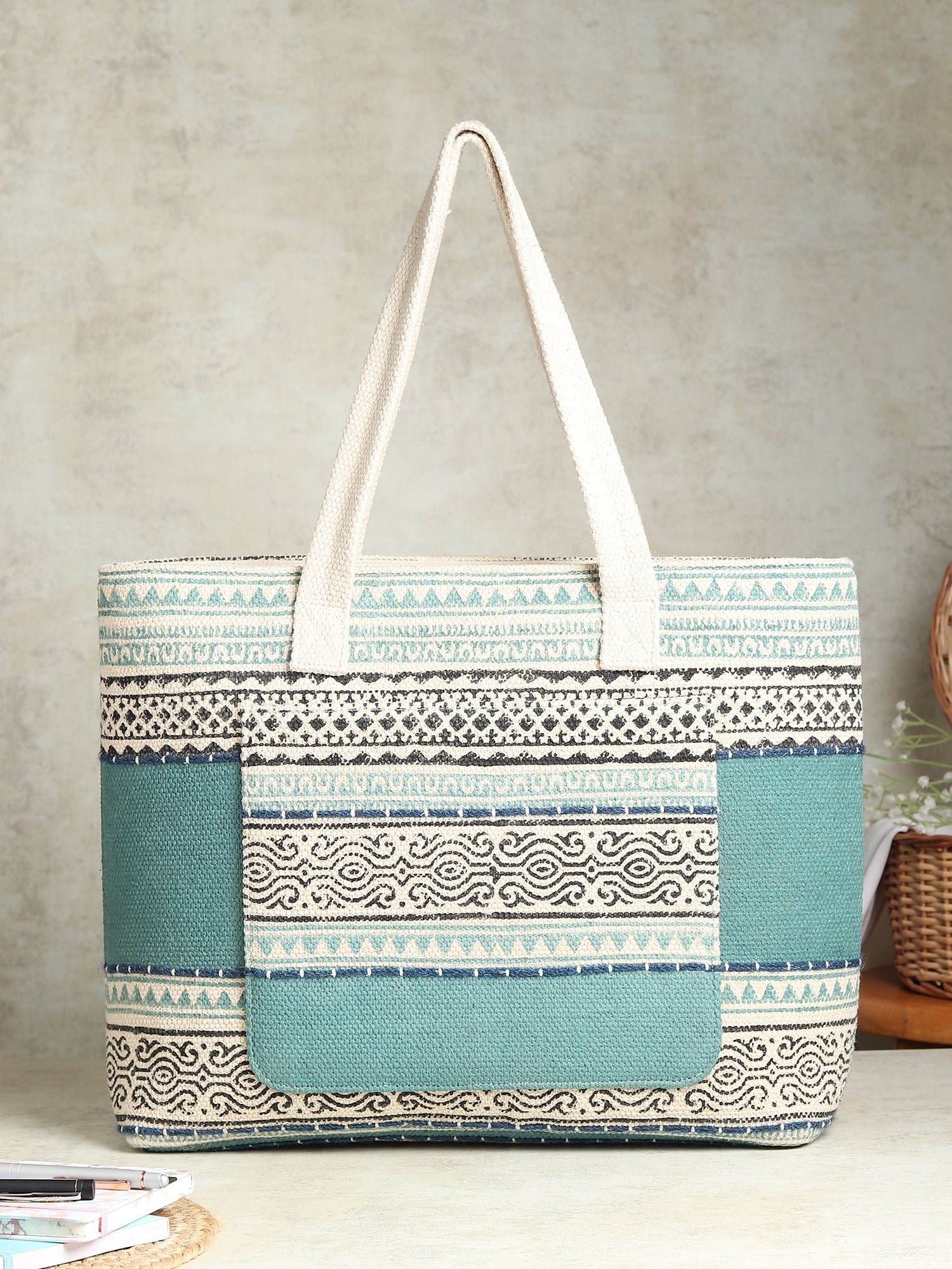 Susan block-printed cotton tote bag — Art Avenue