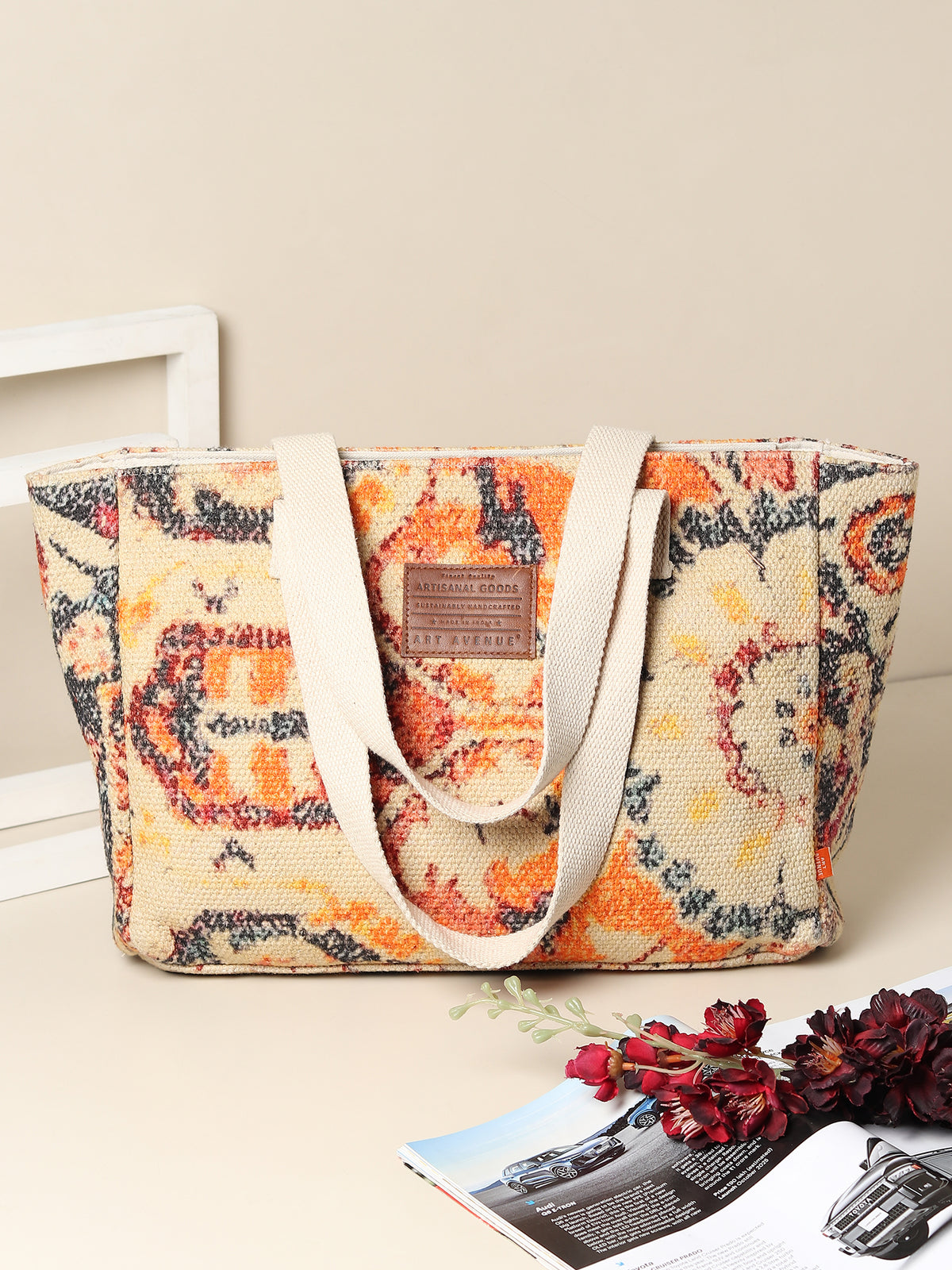 Faburra tote bag embroidery detail — Art Avenue