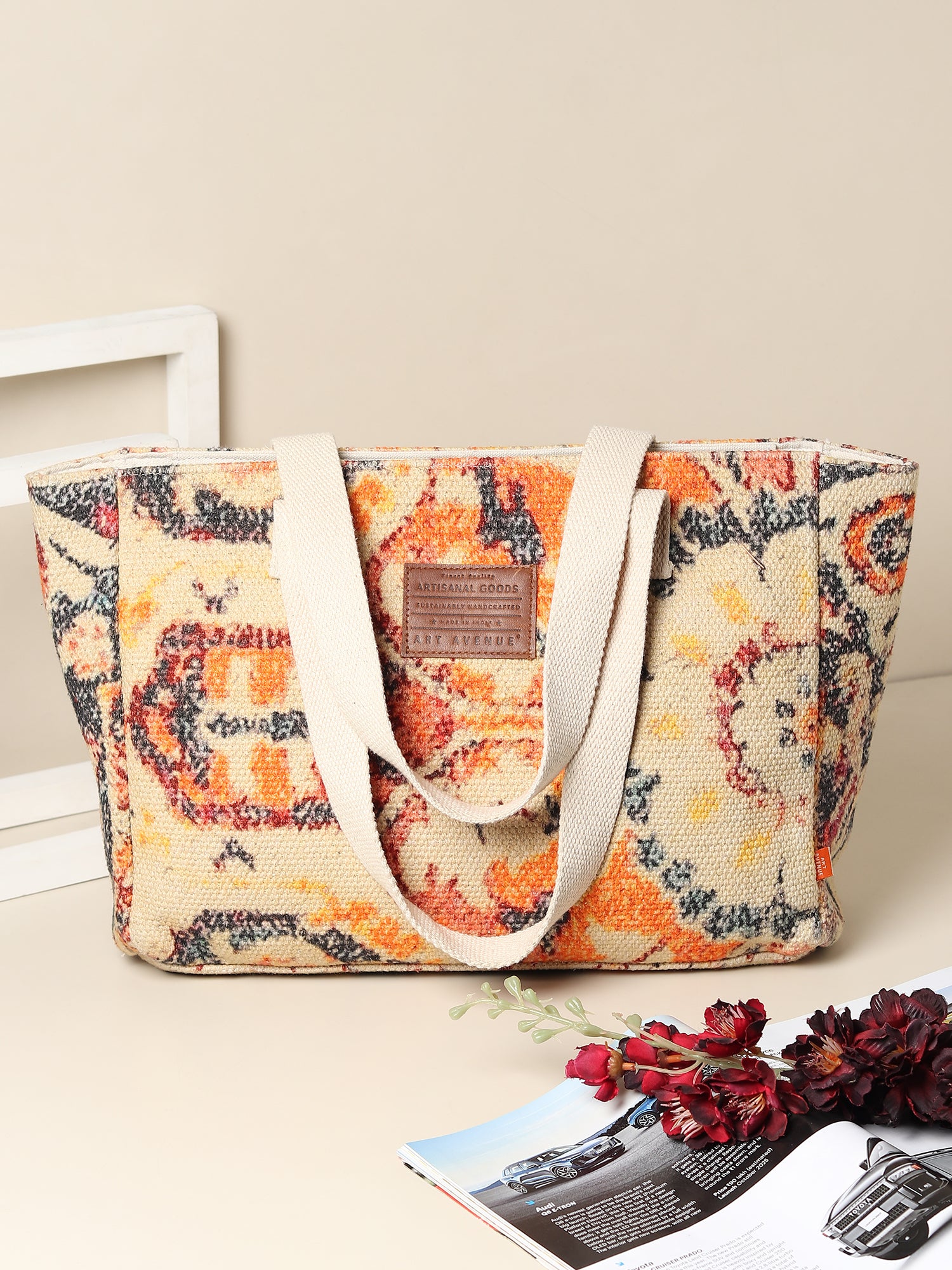 Faburra tote bag embroidery detail — Art Avenue