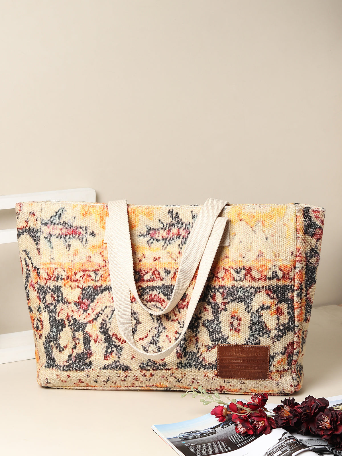 Elanora tote bag embroidery detail — Art Avenue