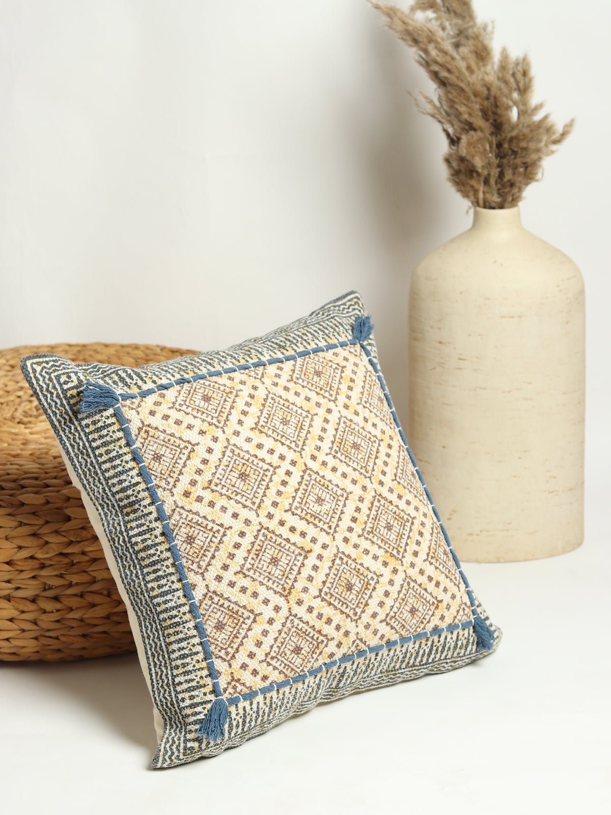 Gazbia Block-Printed Square Cushion Cover