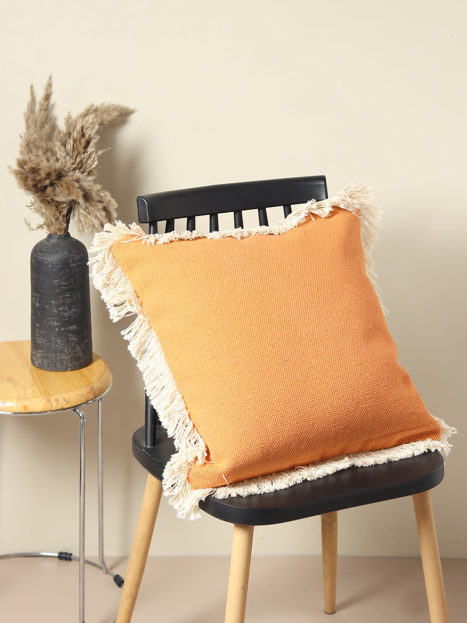 Gunnr Solid Orange Square Cushion Cover