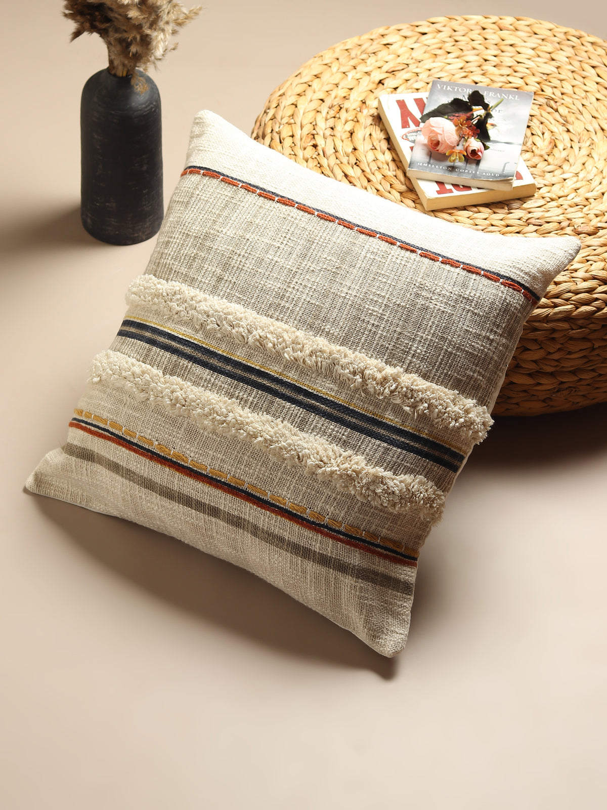 Eithne Printed Tufted Square Cushion Cover