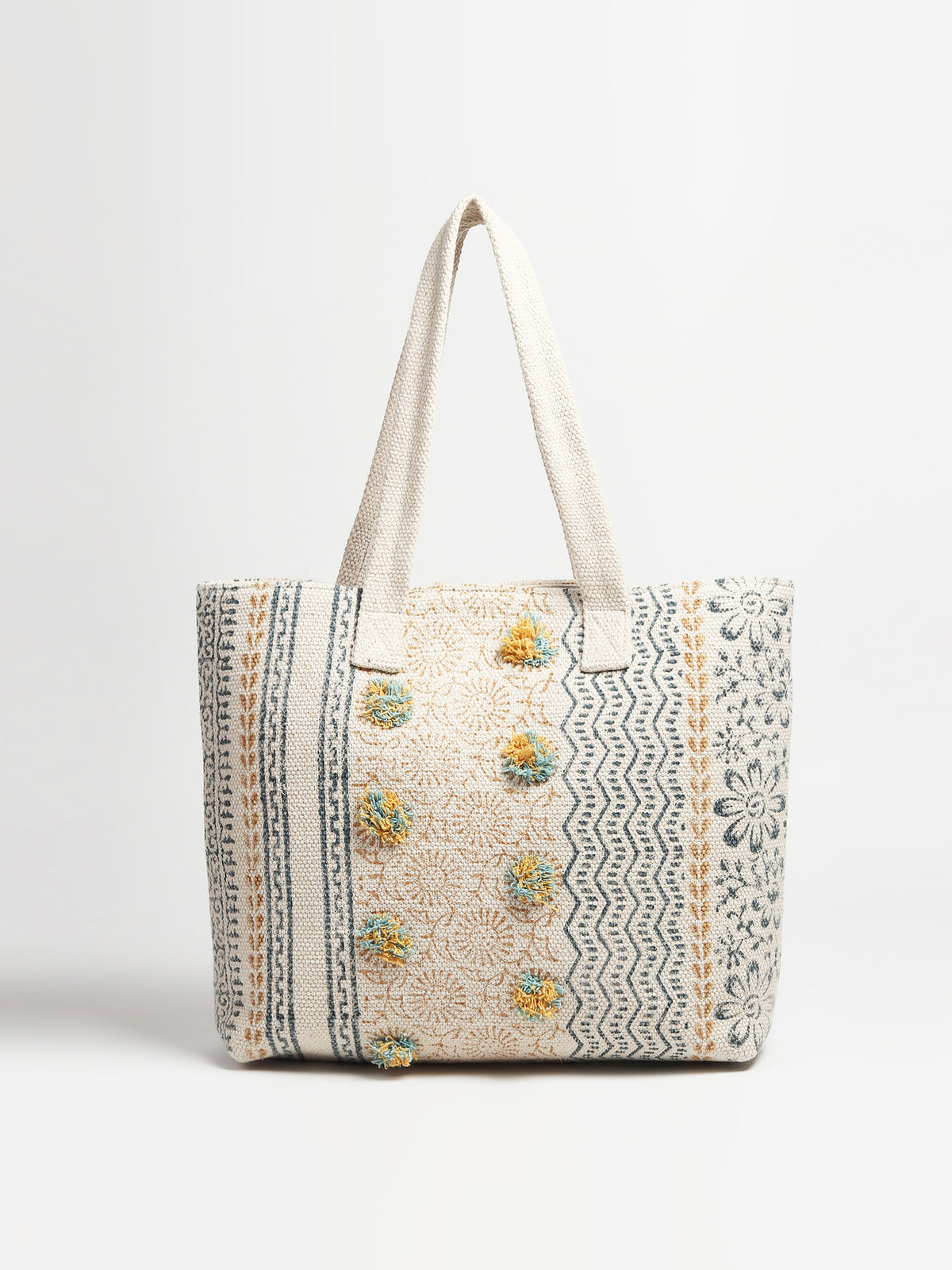 Mars block-printed tote bag, side view — Art Avenue