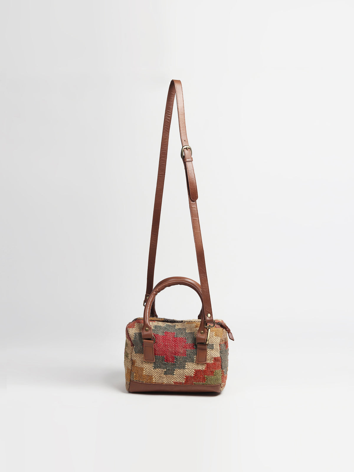 Digilent kilim and leather duffle bag, alternate view — Art Avenue