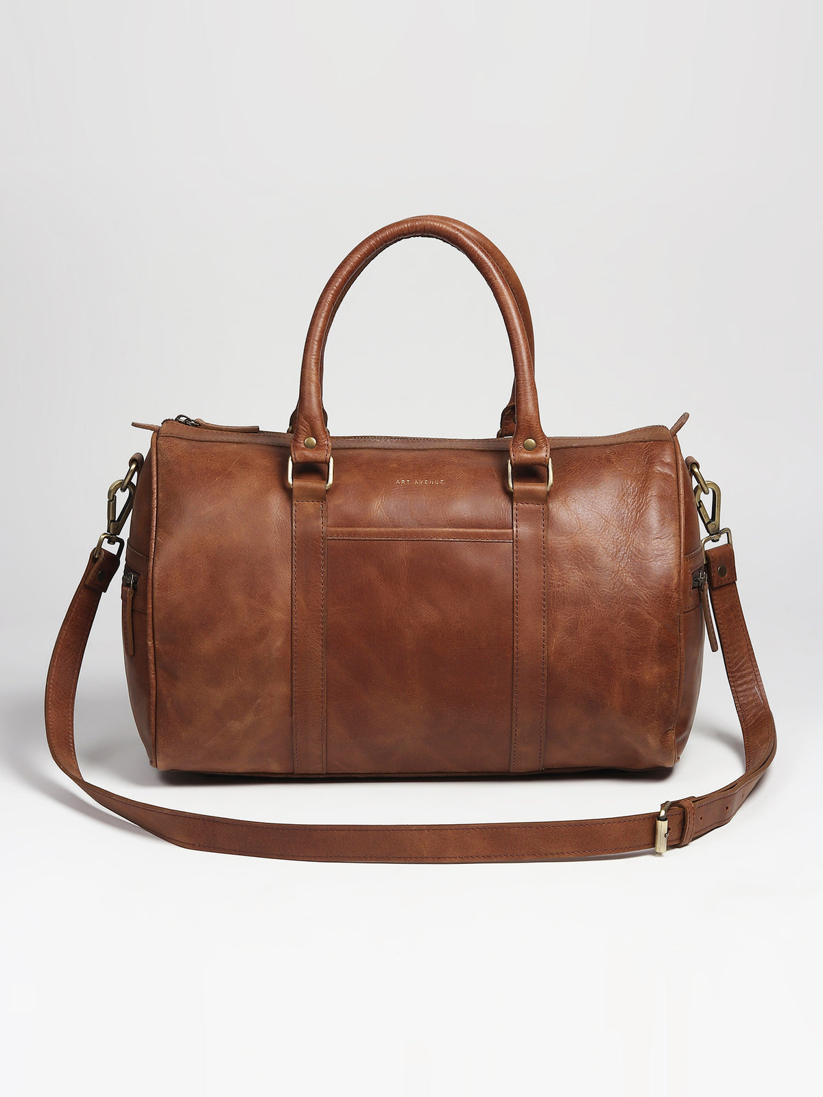 Aviator leather duffle bag hardware detail — Art Avenue